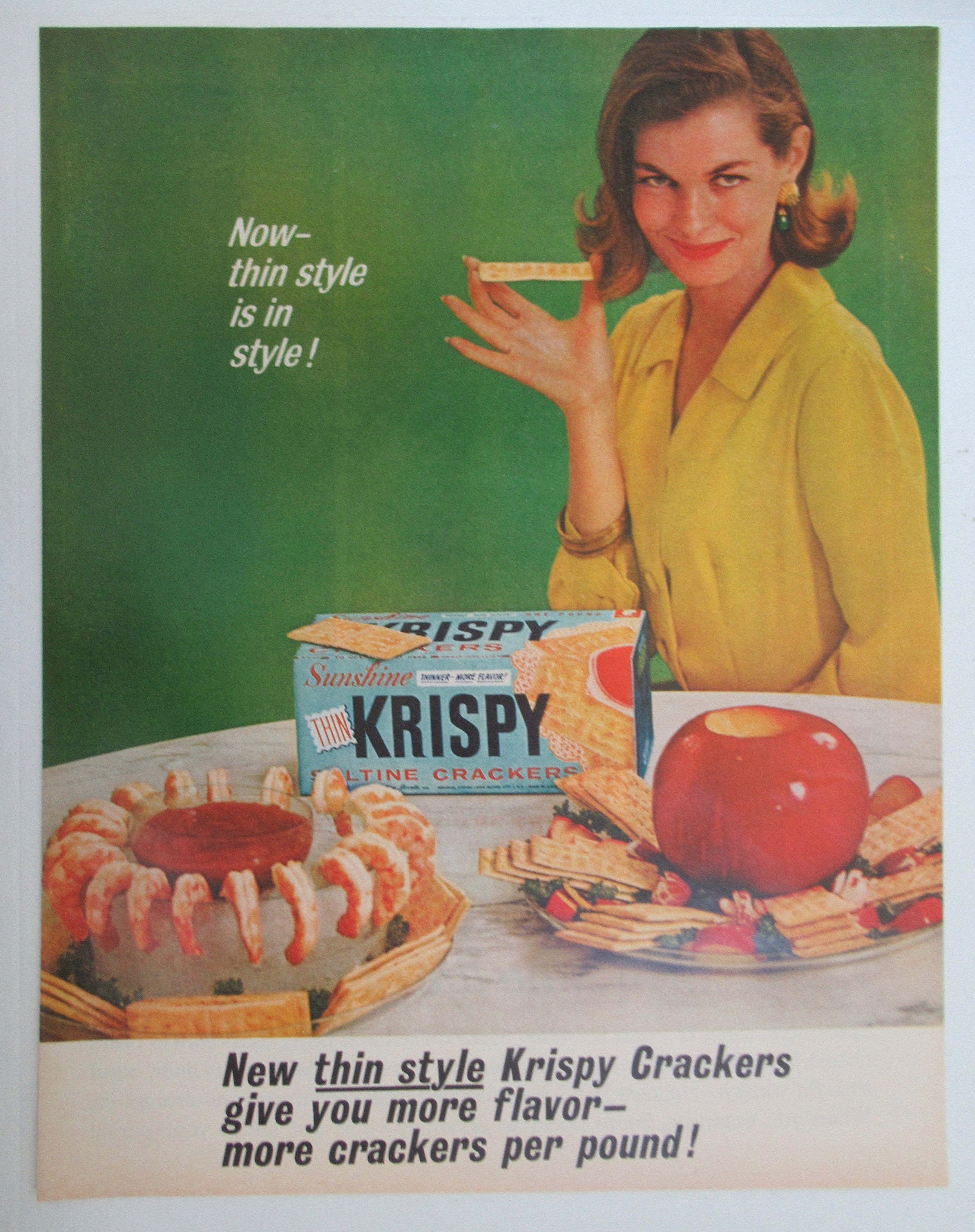 1963 Sunshine Krispy Crackers w/ Woman Holding Cracker