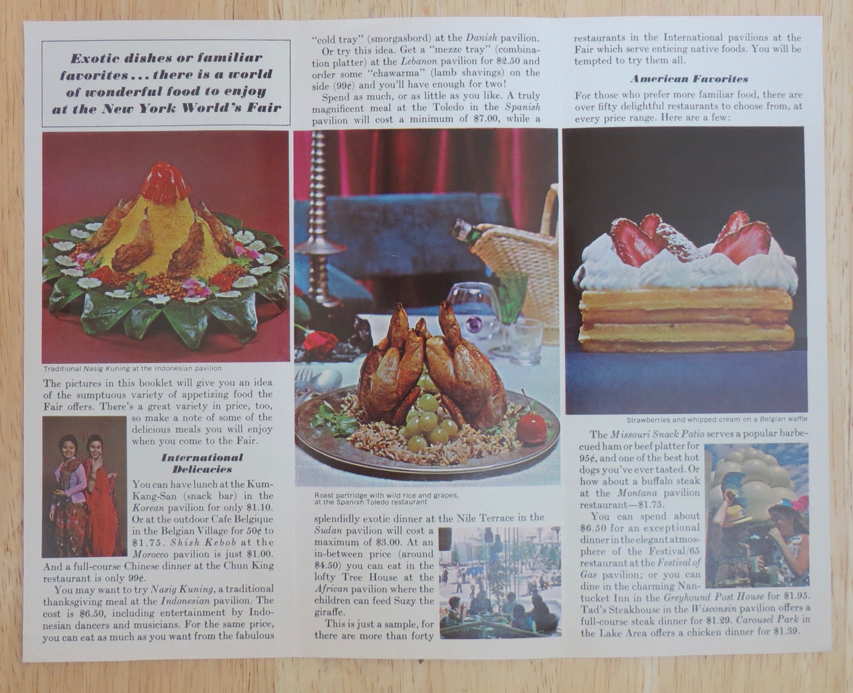 Food At The Fair Brochure 1965 New York World's Fair