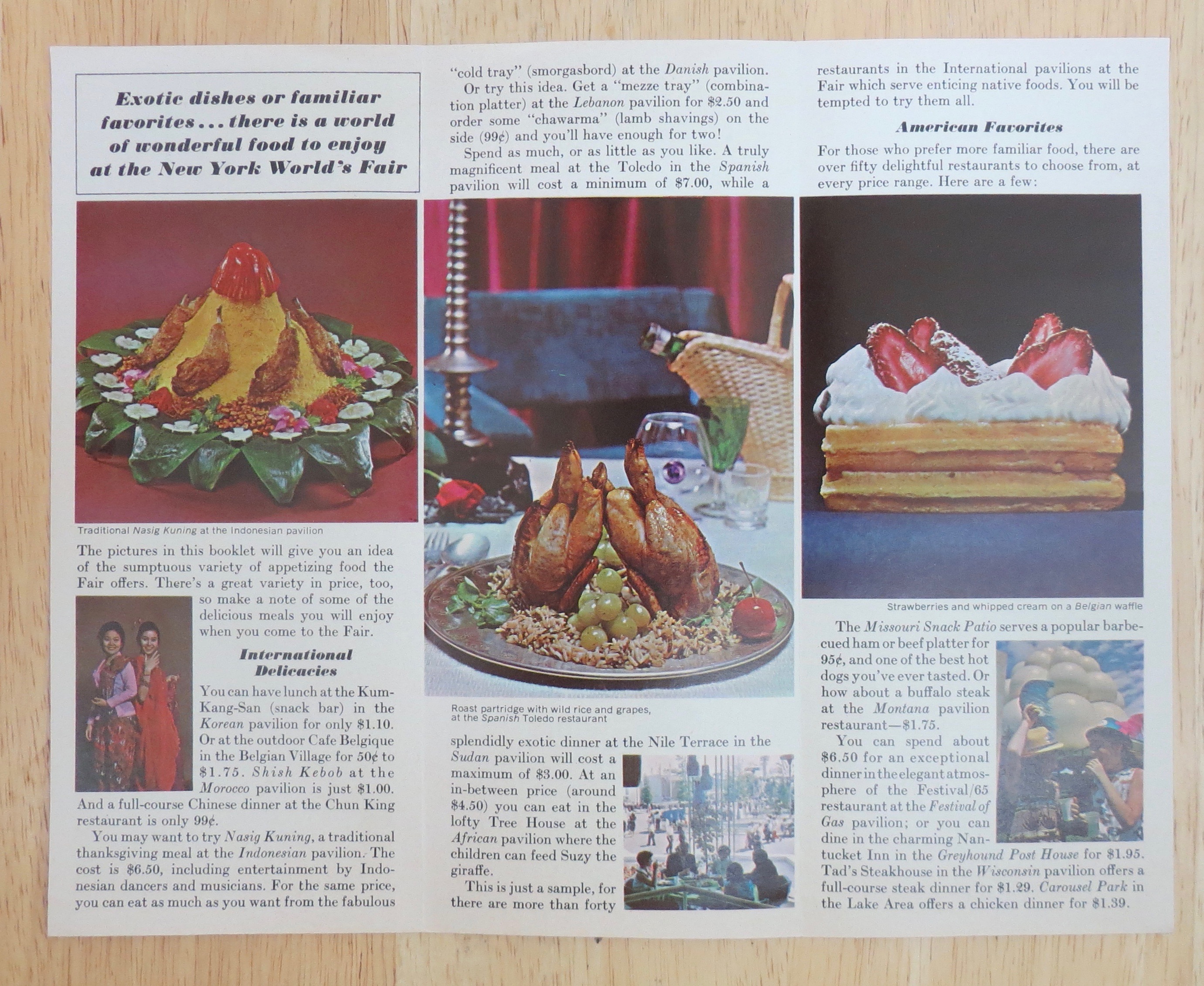 Food At The Fair Brochure 1965 New York World's Fair