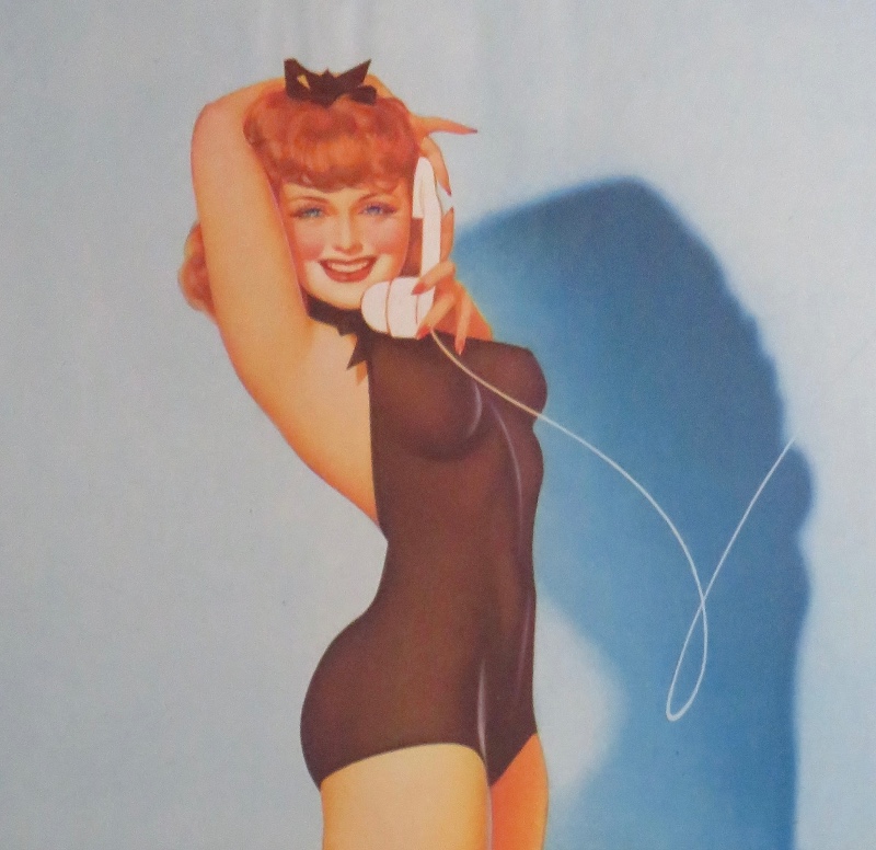 Original 1945 Sexy Pin Up Girl A Lovely Red Haired Woman Talking On The Telephone By George Petty