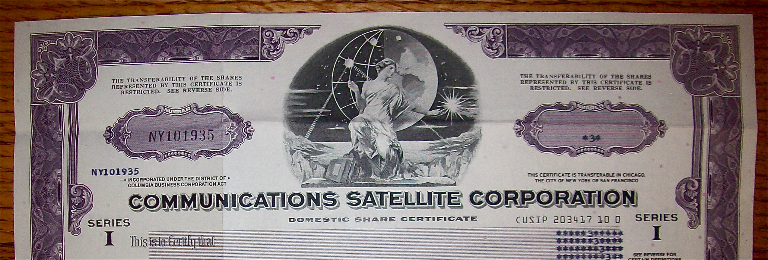 1983 Communications Satellite Corporation Stock