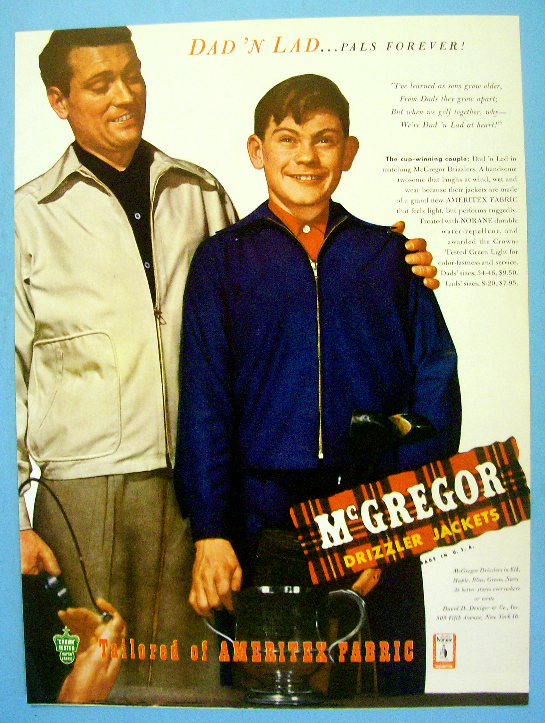 1946 Mc Gregor Drizzler Jacket with Dad & His Lad