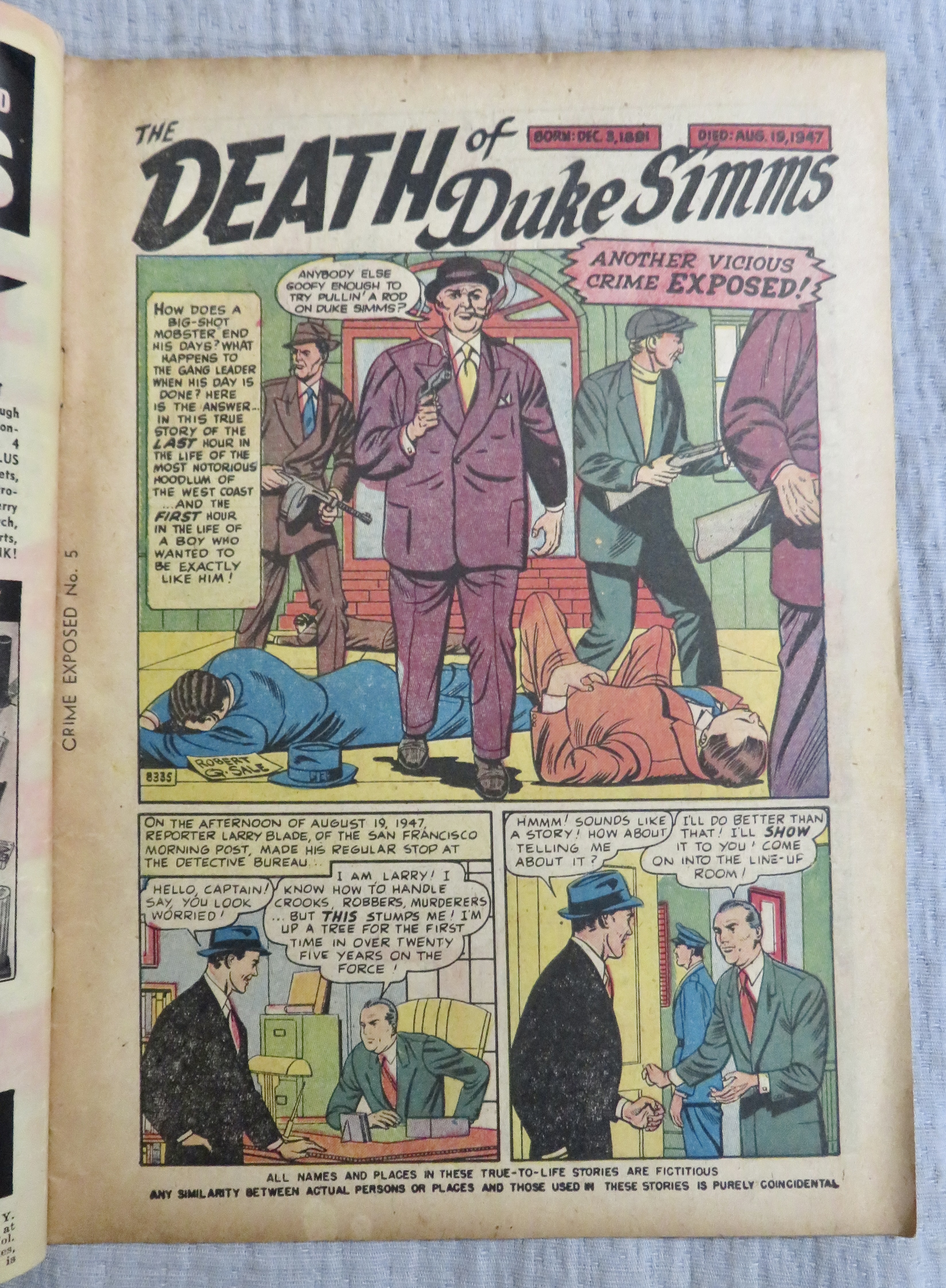 Crime Exposed Comic August 1951 Death Of Duke Simms