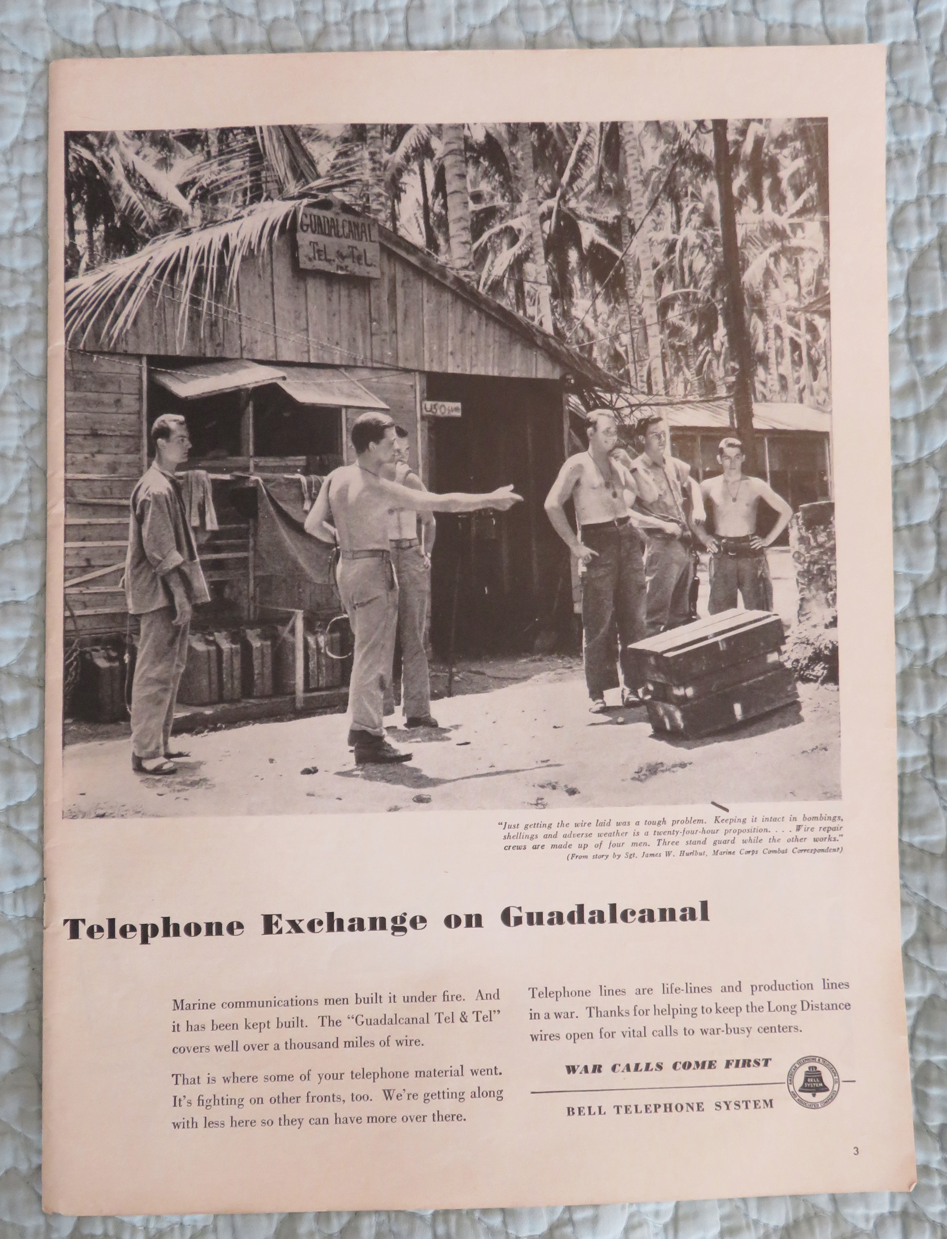 1943 Bell Telephone with Telephone Exchange Guadalcanal