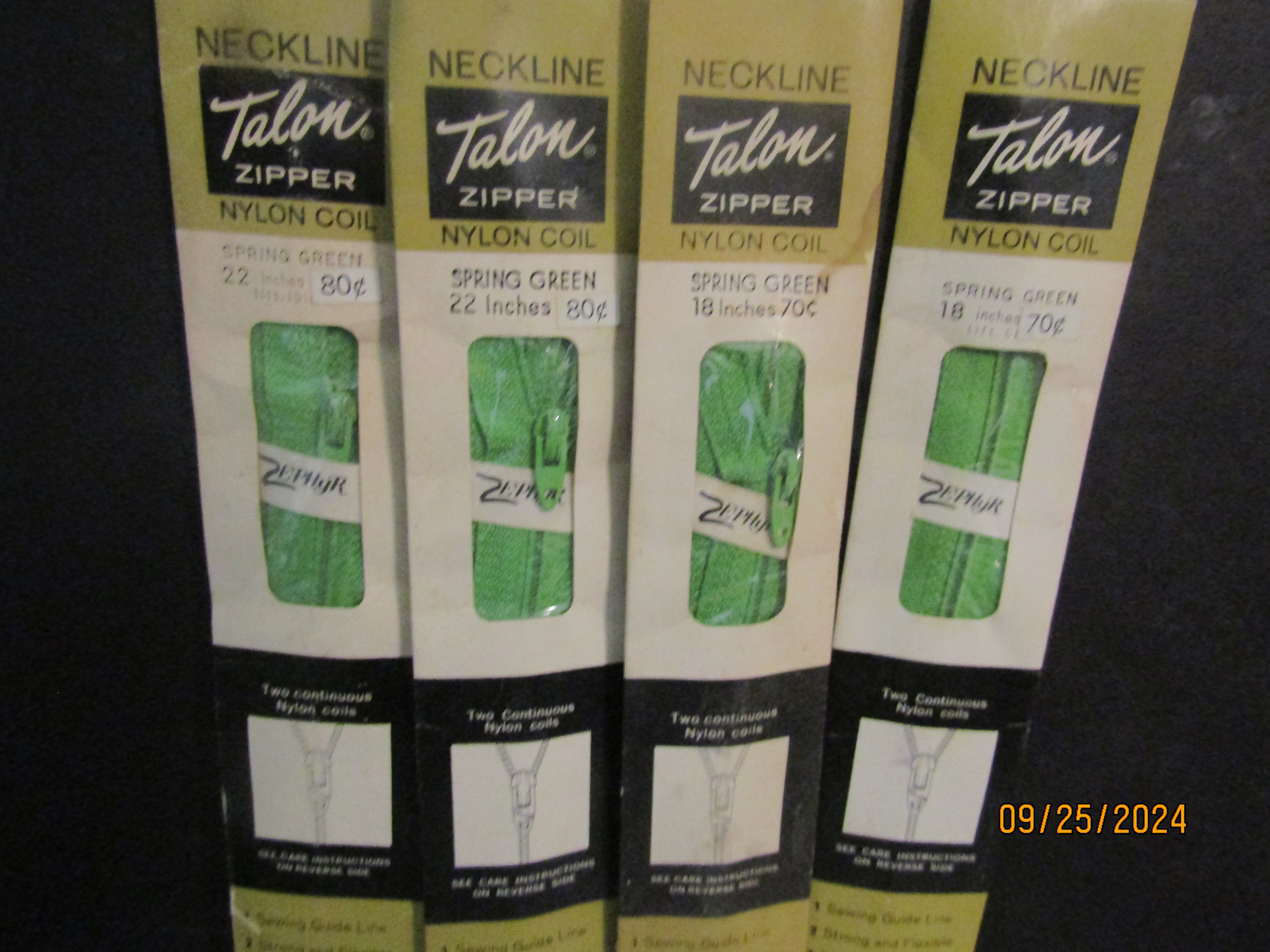 Vintage Talon Spring Green Neckline Zipper Set 1