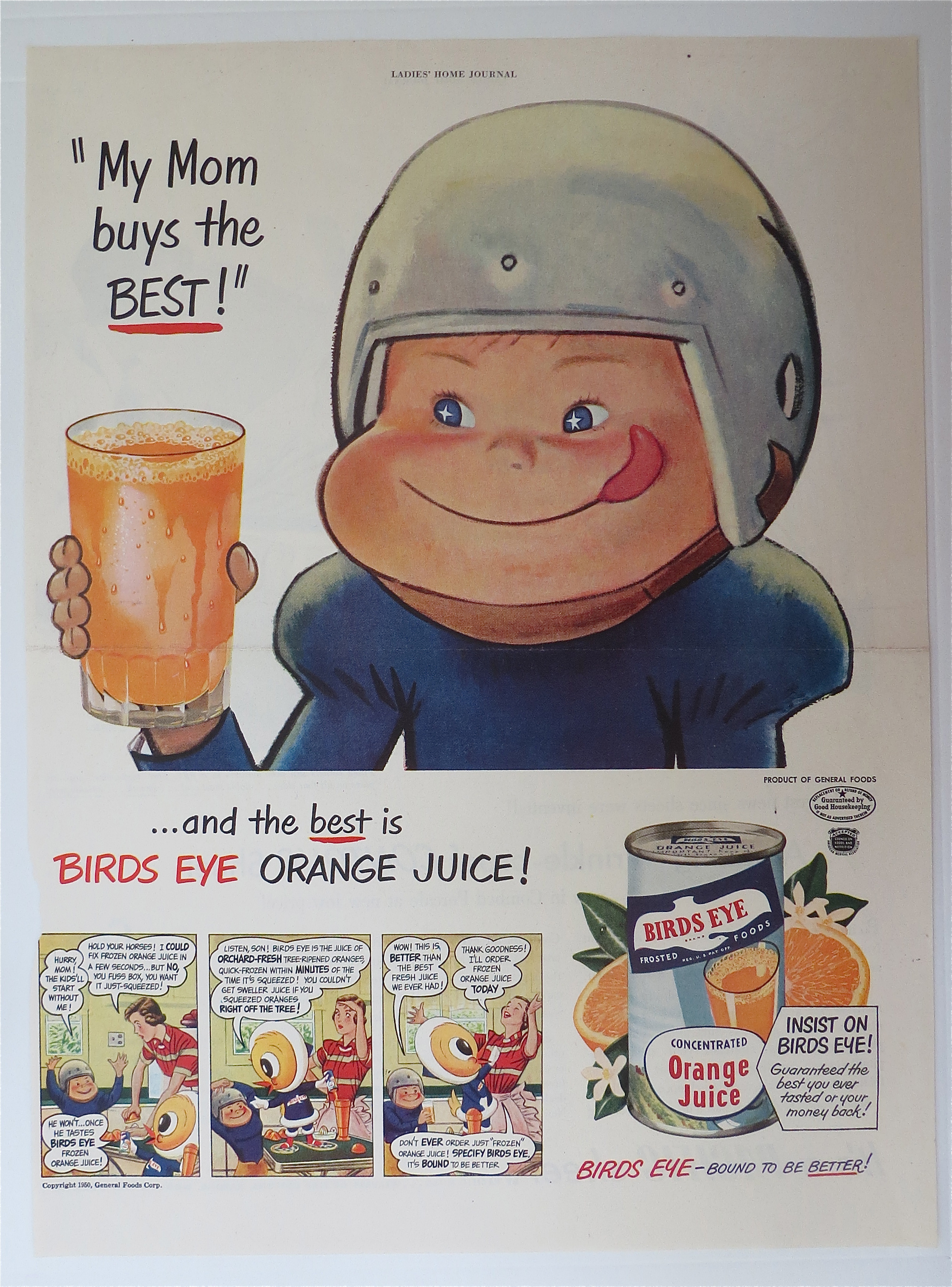 1950 Birds Eye Orange Juice With Boy Smiling