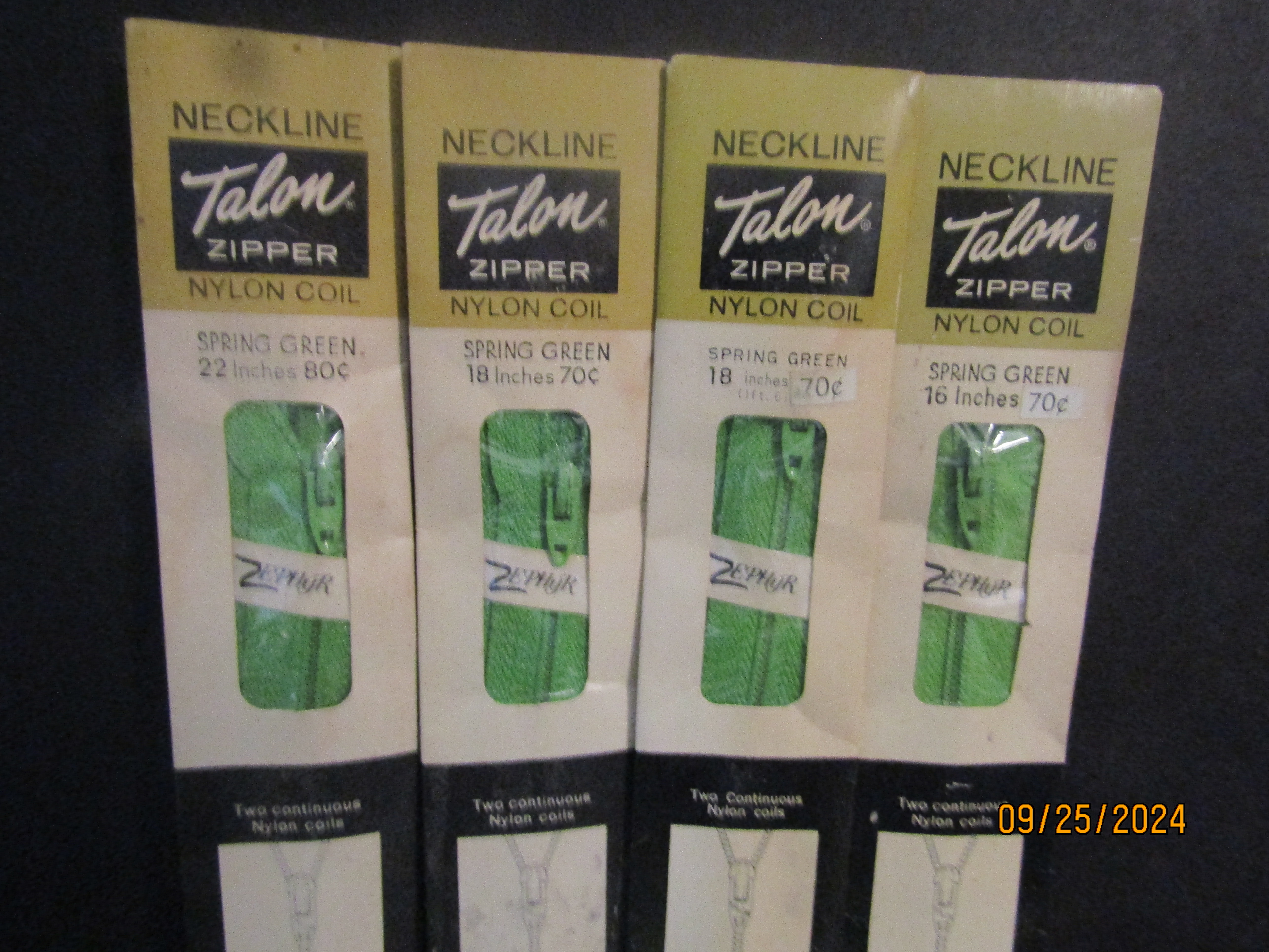 Vintage Talon Spring Green Neckline Zipper Set 2