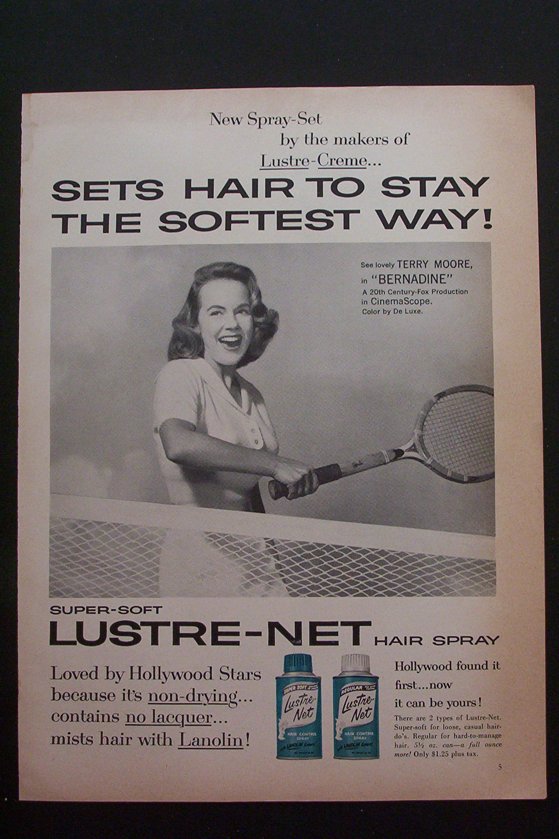 1957 Lustre-Net Hair Spray with Terry Moore