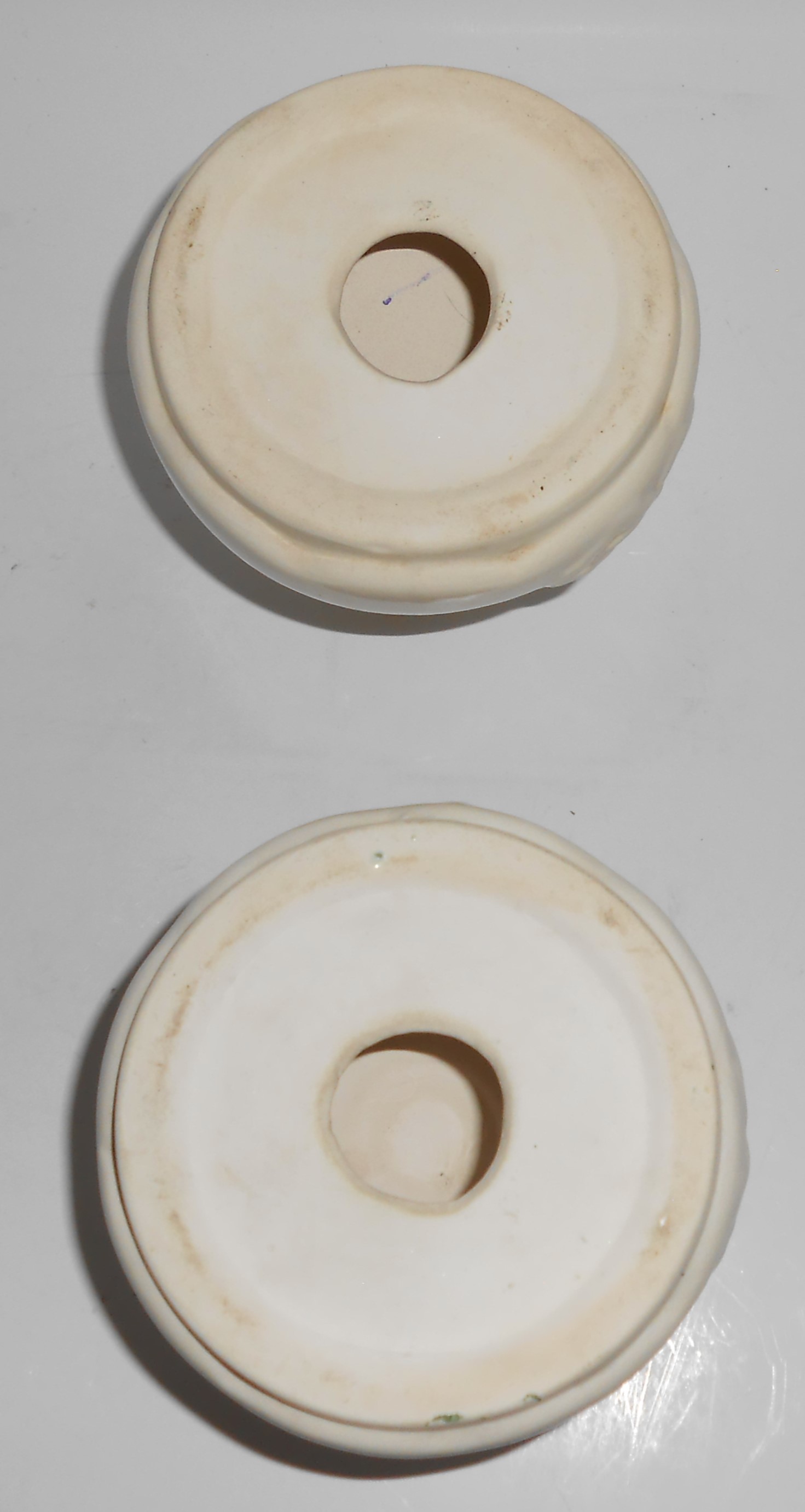 Red Wing Art Pottery Pair Antique White Candlesticks