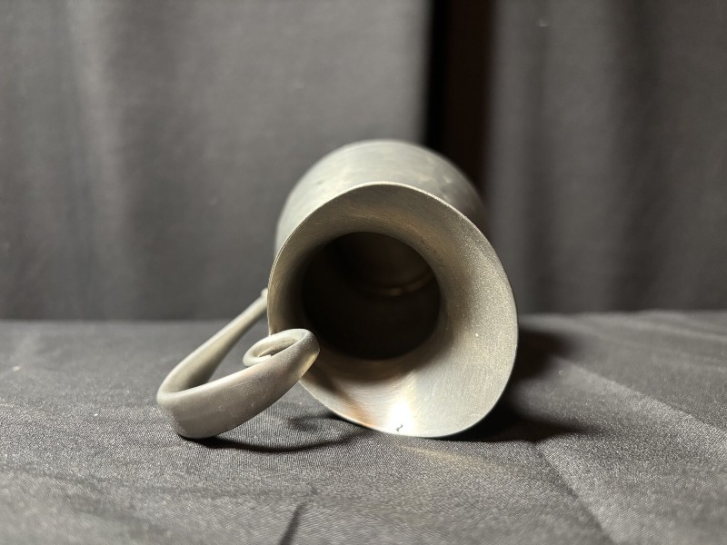 Vintage J.G.W. Pewter Creamer Pitcher with Scroll Handle