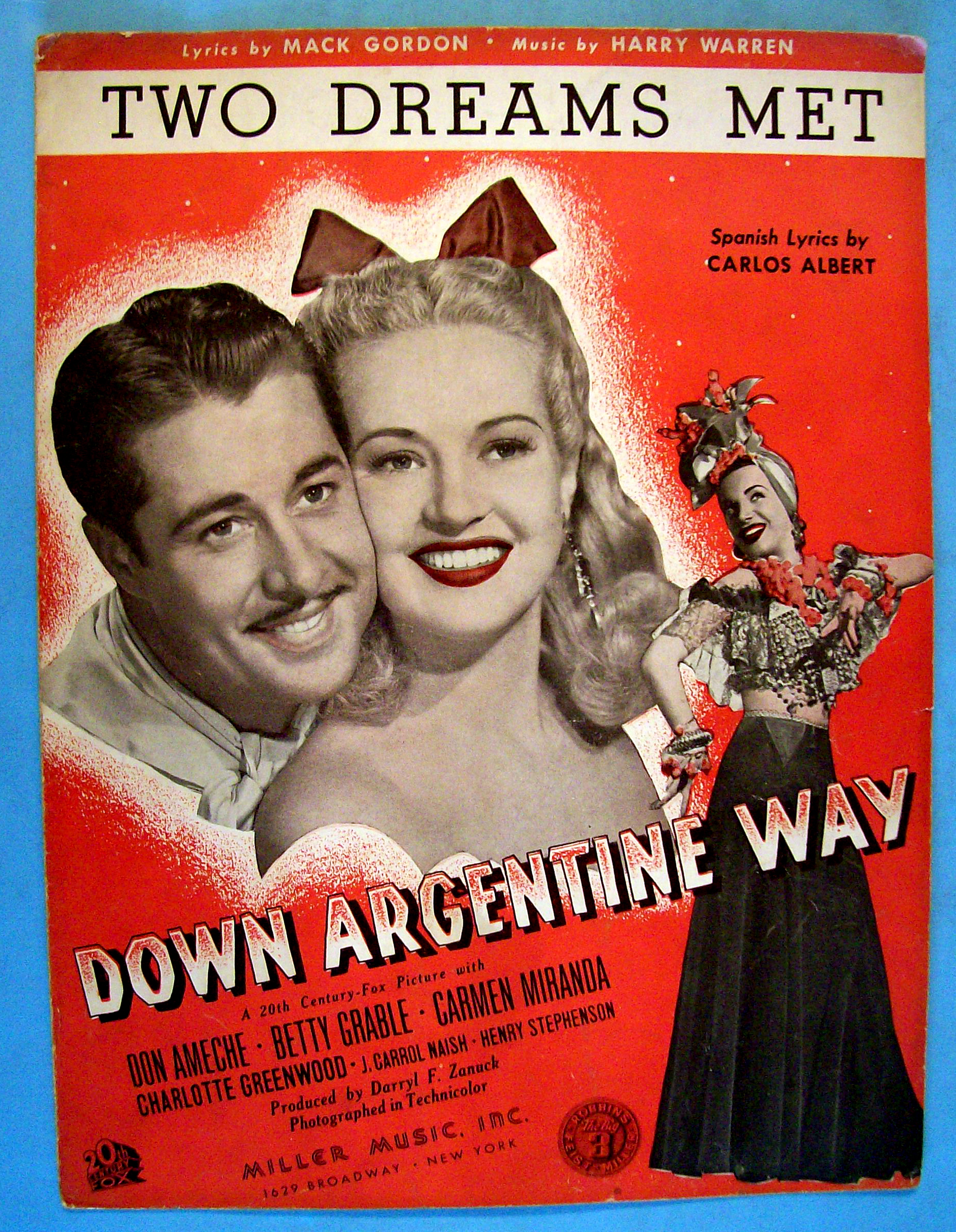 Sheet Music For 1940 Two Dreams Met