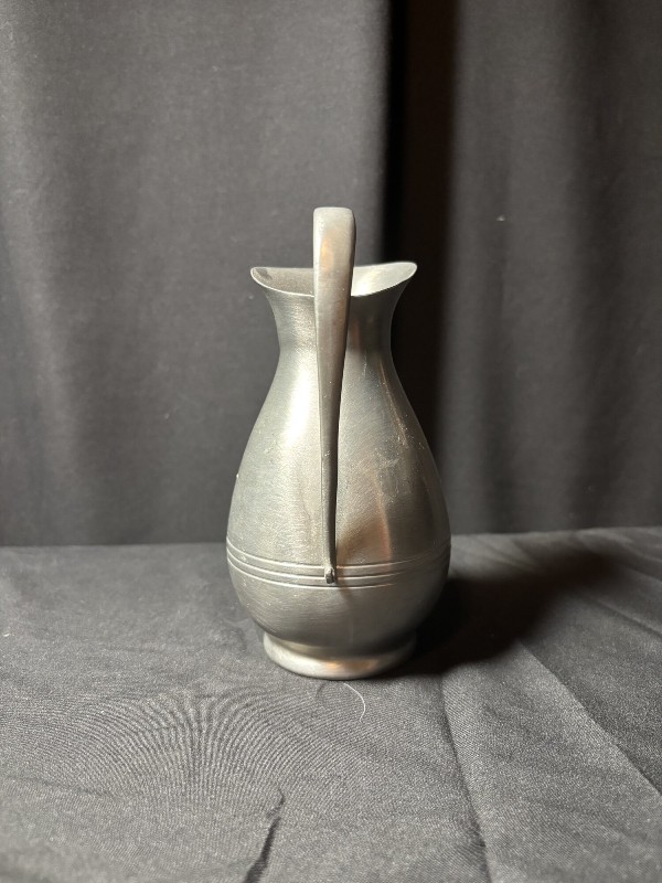 Vintage J.G.W. Pewter Creamer Pitcher with Scroll Handle