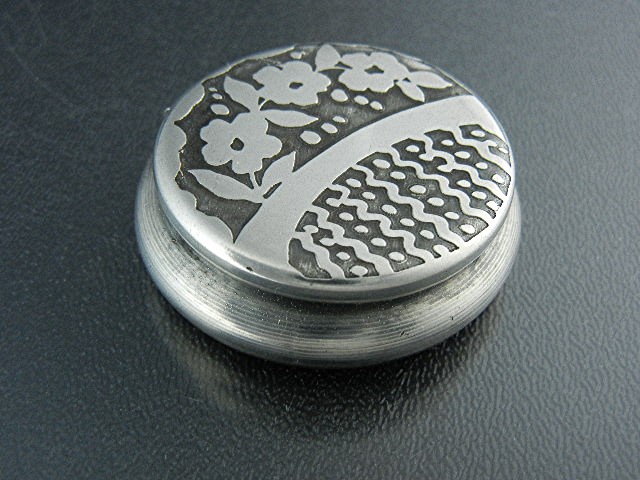Pill Box Silver Flowers