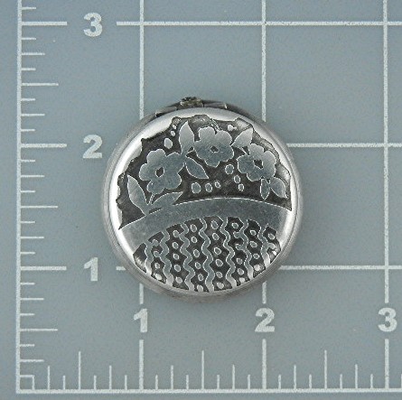 Pill Box Silver Flowers