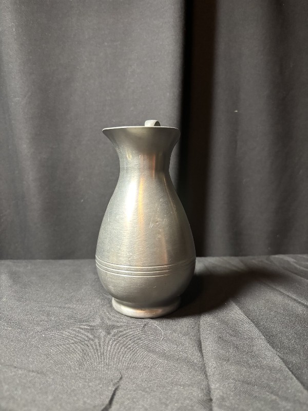 Vintage J.G.W. Pewter Creamer Pitcher with Scroll Handle