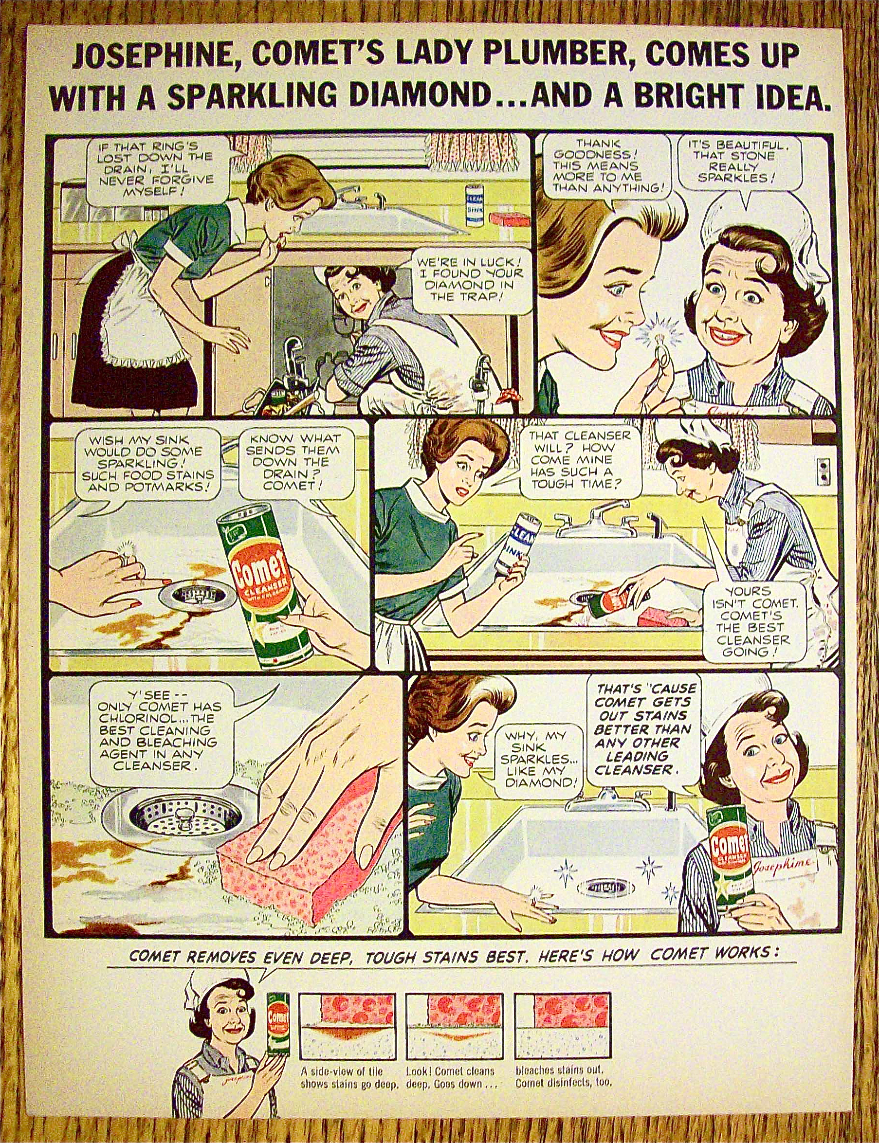 1964 Comet Cleanser with Josephine The Plumber