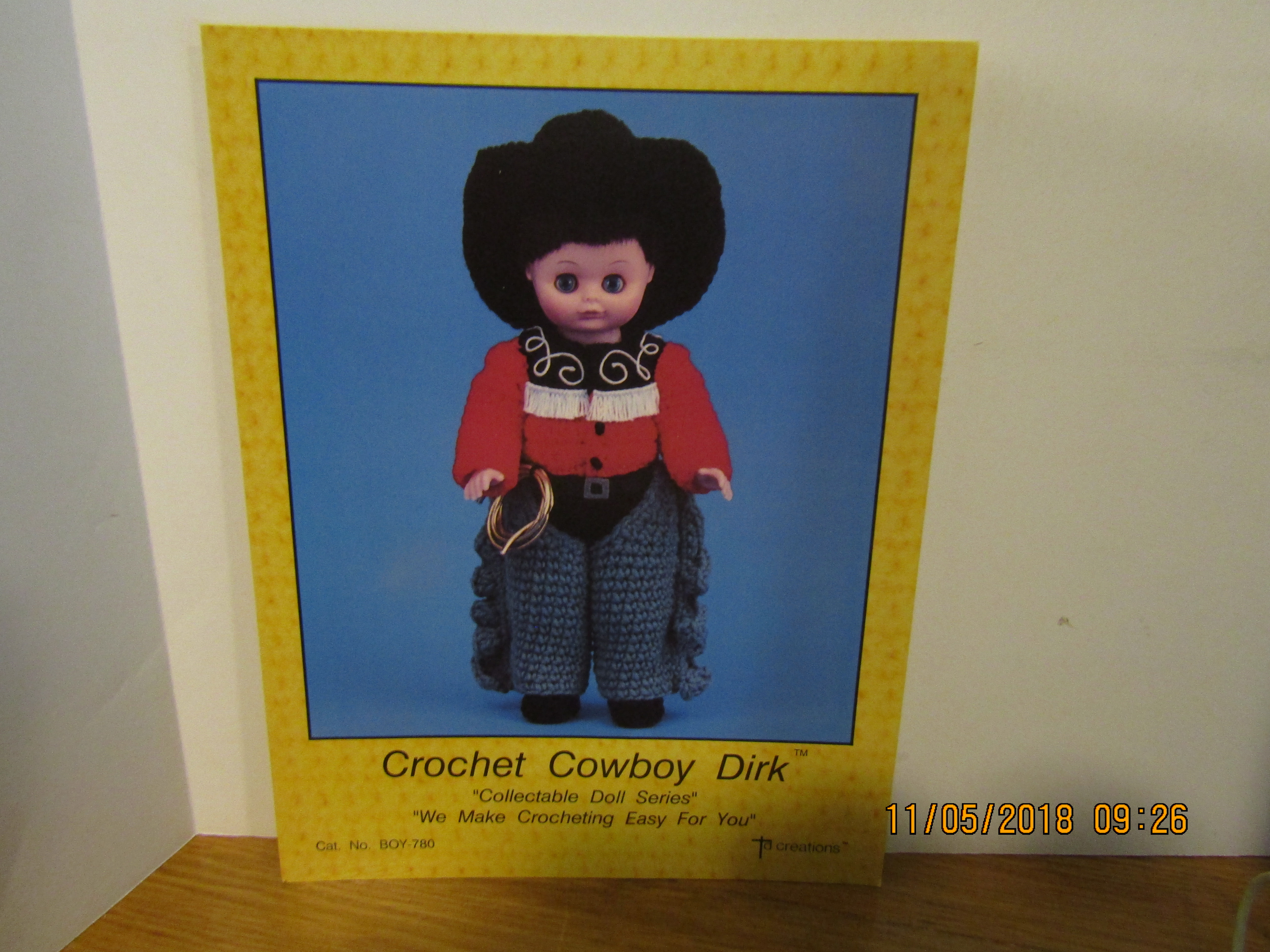 TD Creations Craft Book Crochet Doll Cowboy Dirk #780