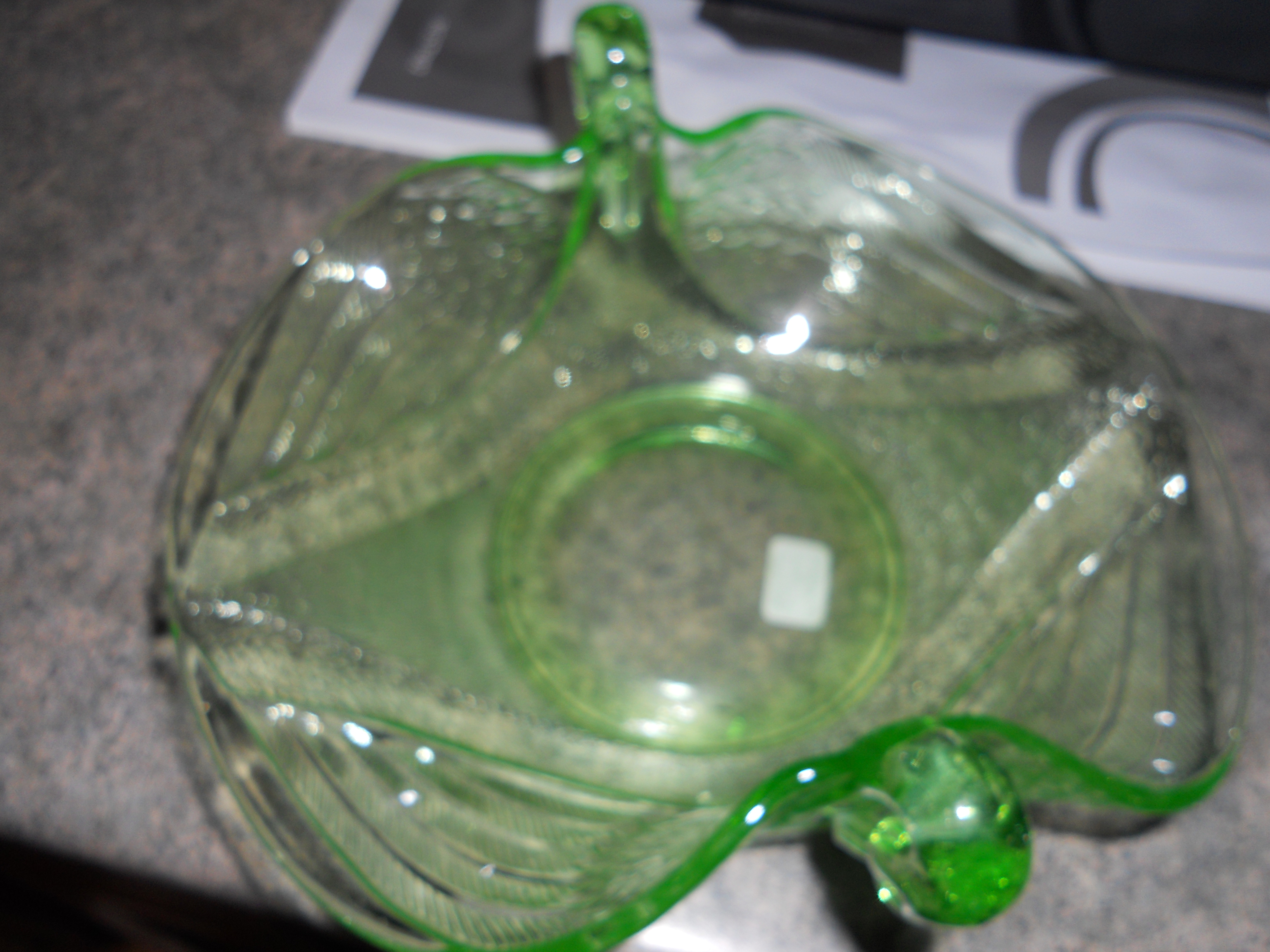Fenton Art Glass Green Swan Bowl