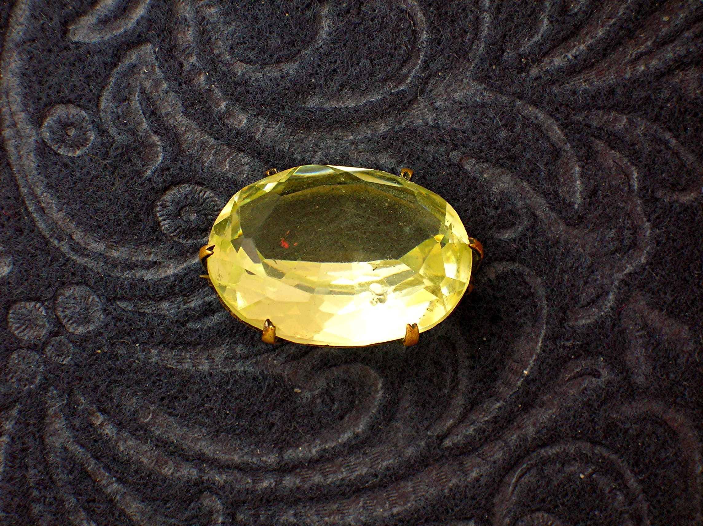 Cechoslovakia Citrine,Glass Brooch