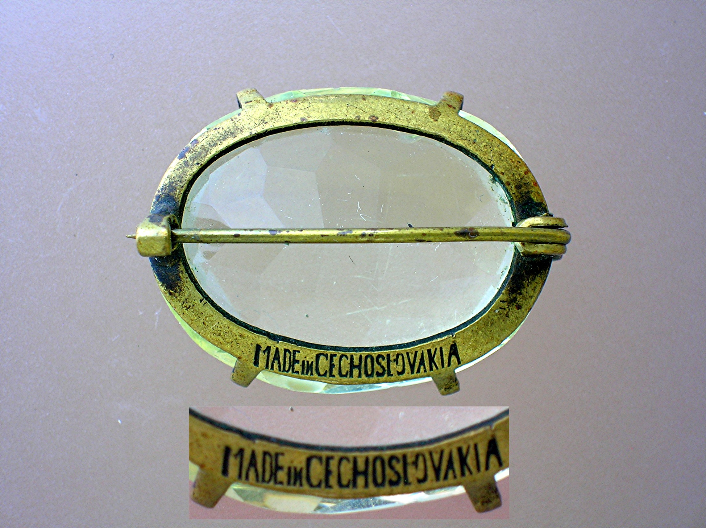 Cechoslovakia Citrine,Glass Brooch