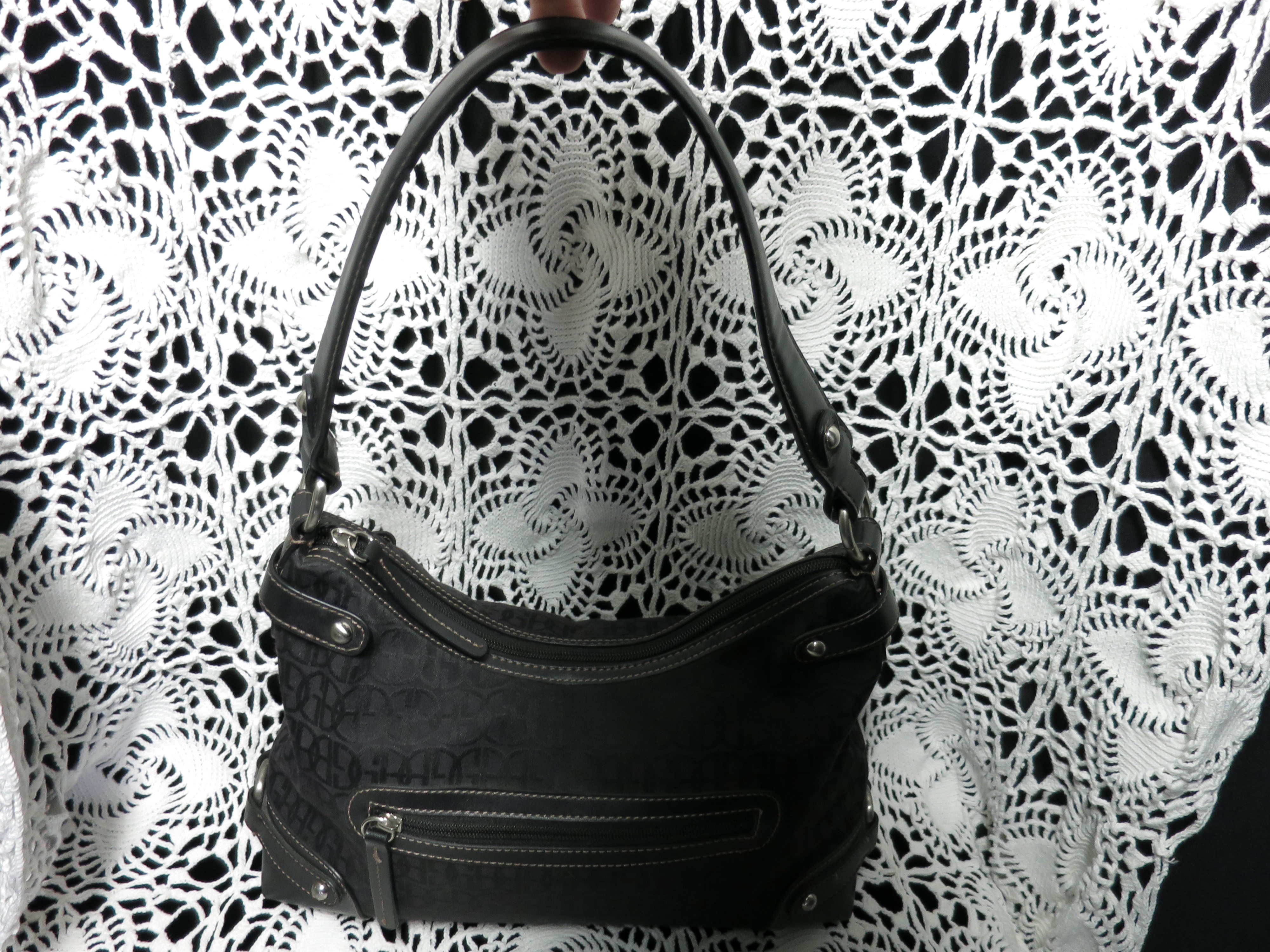 Giani Bernini Black Signature Fabric Hand Bag Purse