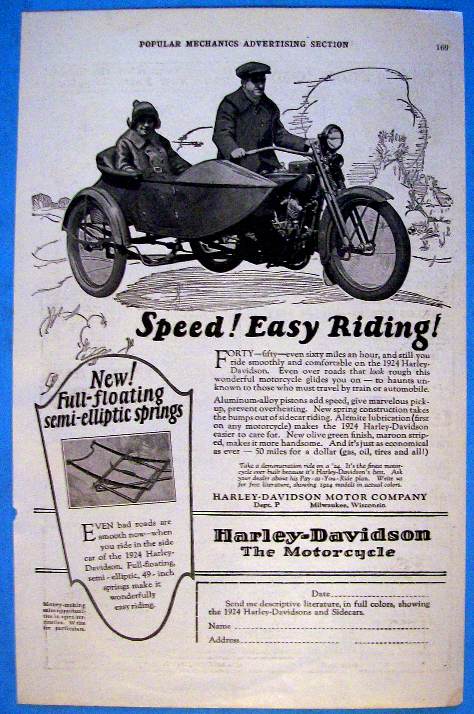 1923 Harley Davidson Motorcycle with Side Car