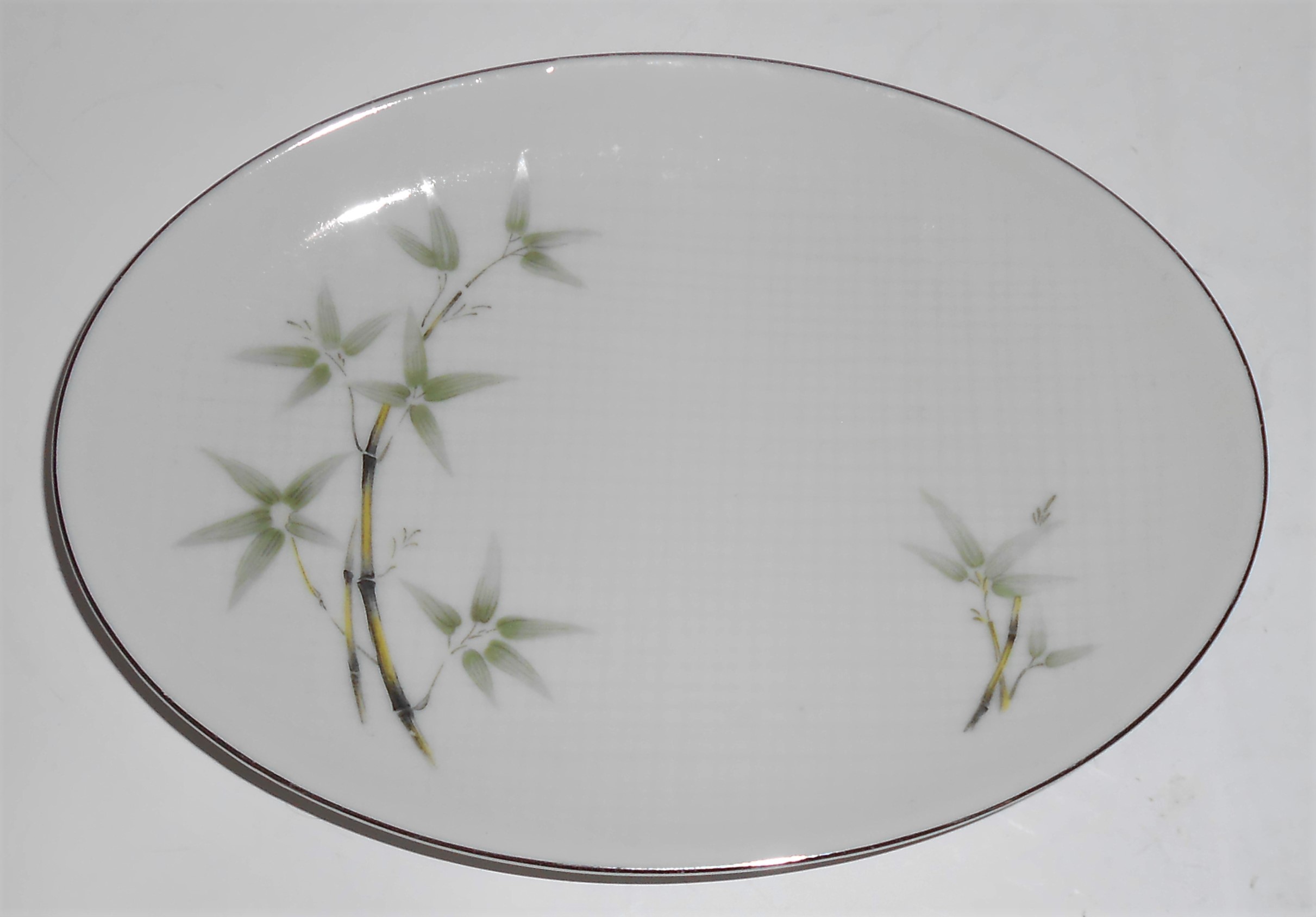 Seyei Porcelain China Textured Bamboo Oval Mini Platter