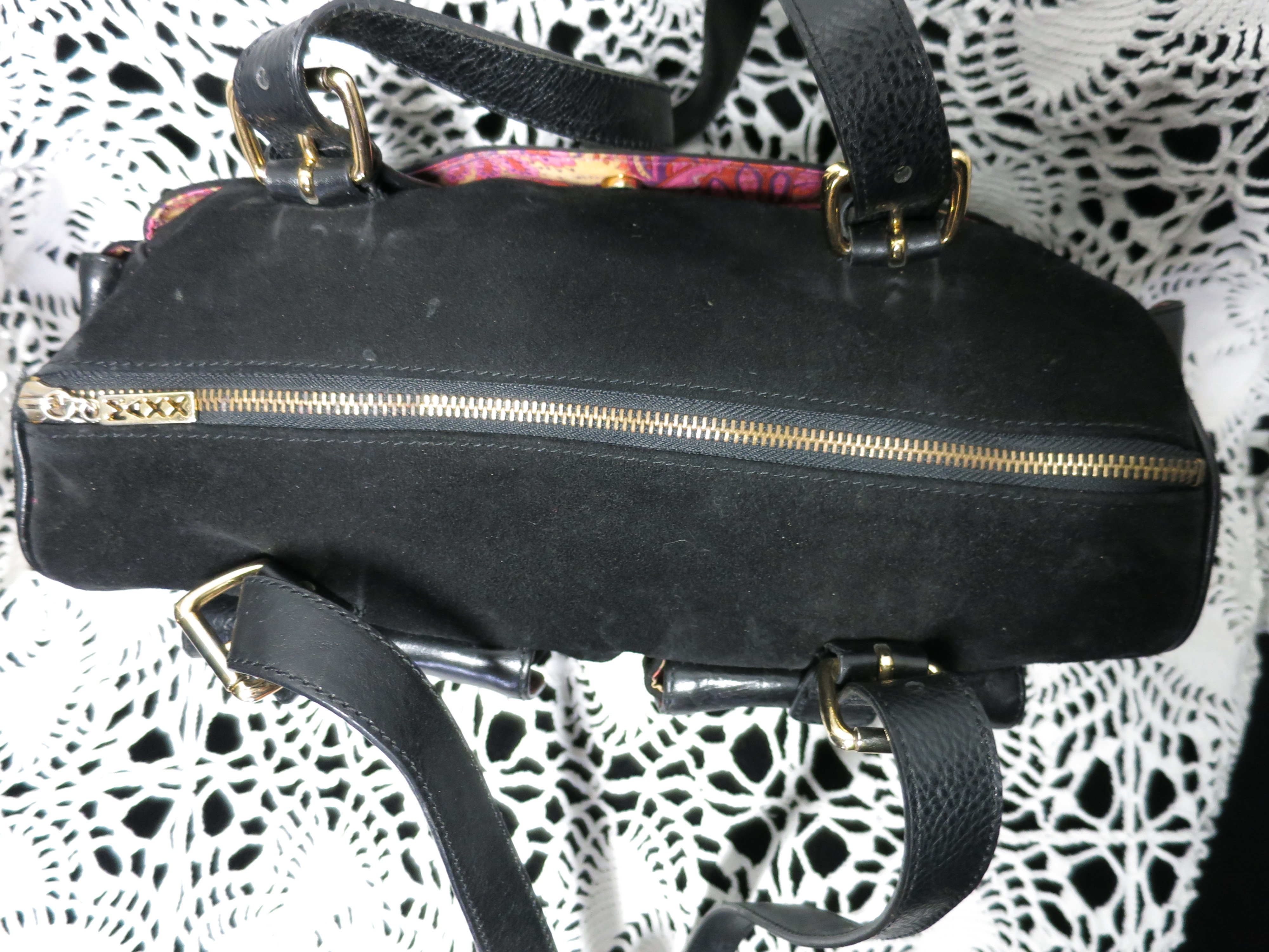Maxx New York Black Suede Leather Shoulder Hand Bag