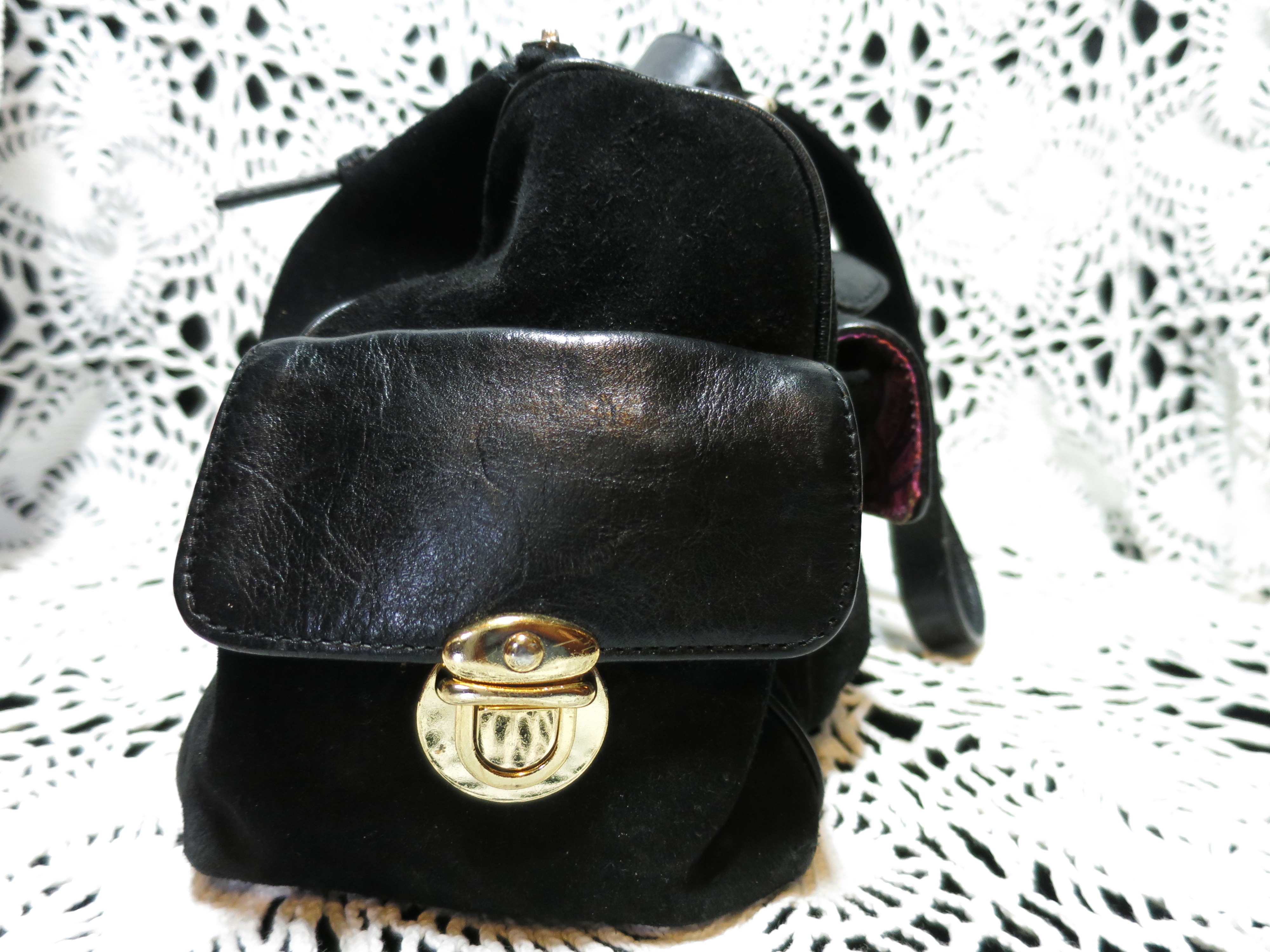 Maxx New York Black Suede Leather Shoulder Hand Bag