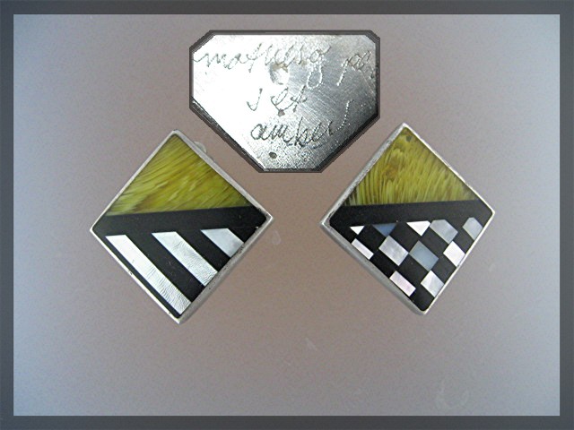 Baltic Amber Jet Sterling Silver JUDITH YOUNG  Earrings