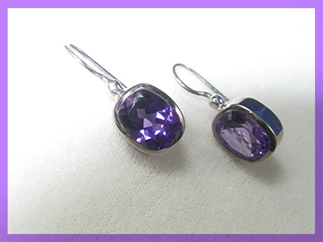Sterling Silver Amethyst Wire Loop Earrings 8 CT