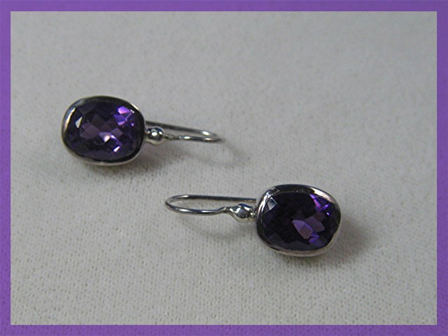 Sterling Silver Amethyst Wire Loop Earrings 8 CT