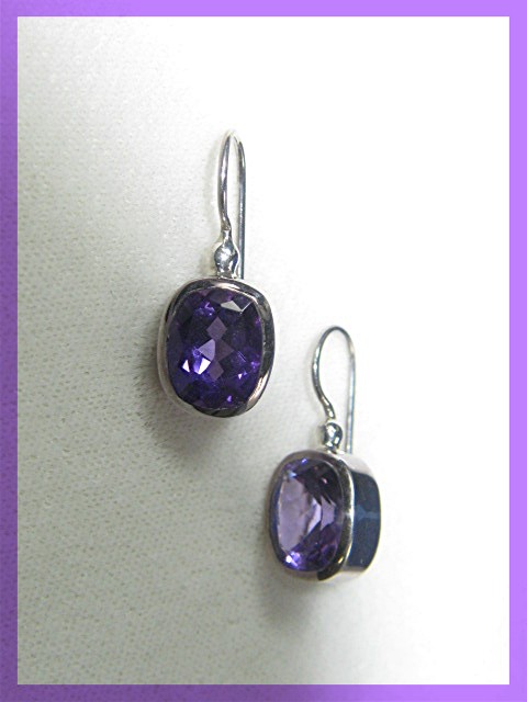 Sterling Silver Amethyst Wire Loop Earrings 8 CT