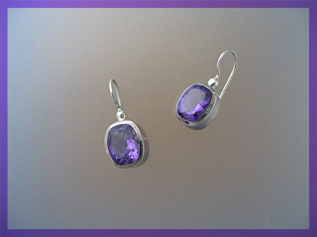 Sterling Silver Amethyst Wire Loop Earrings 8 CT
