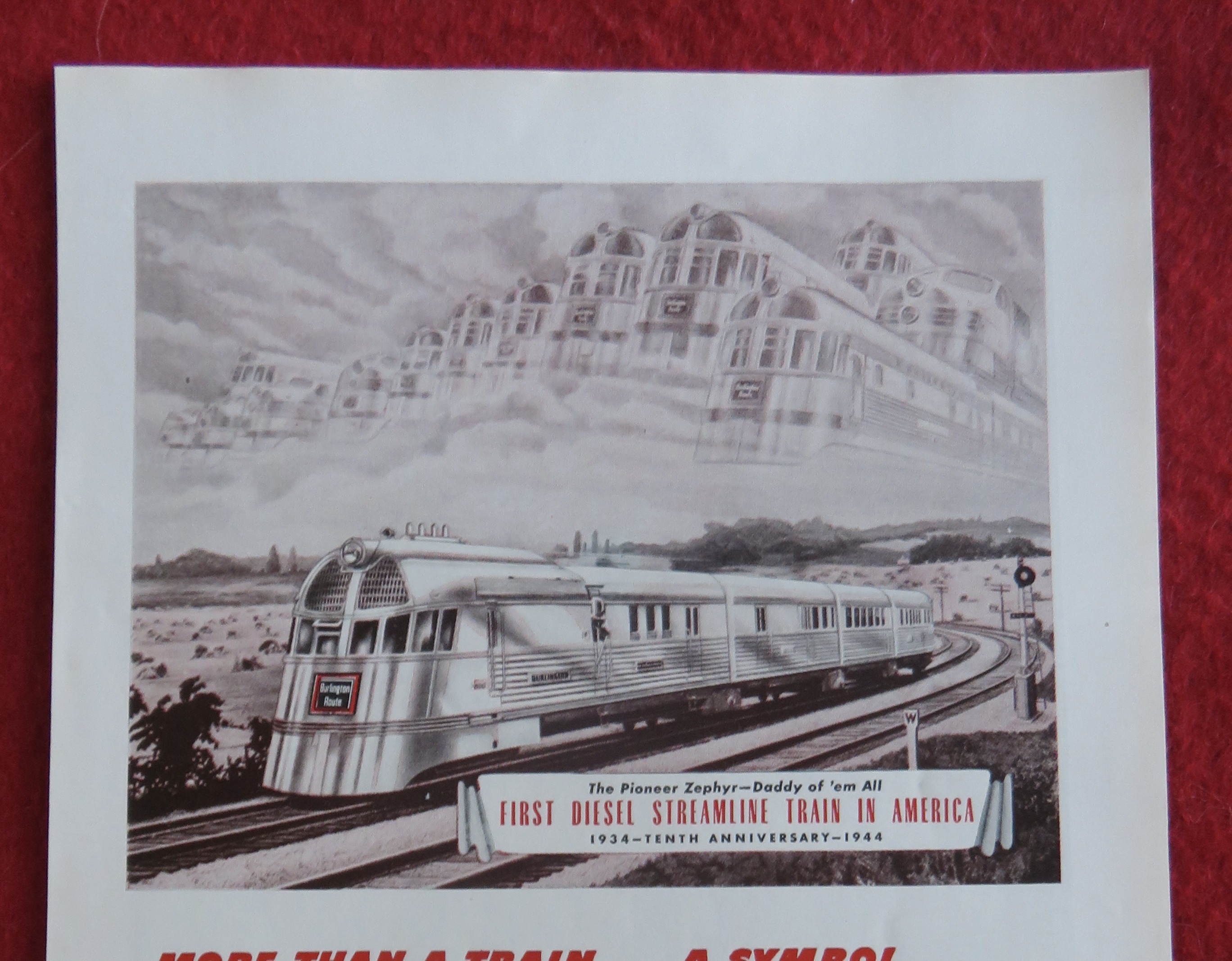 1944 Burlington Route w/ First Diesel Streamline Train