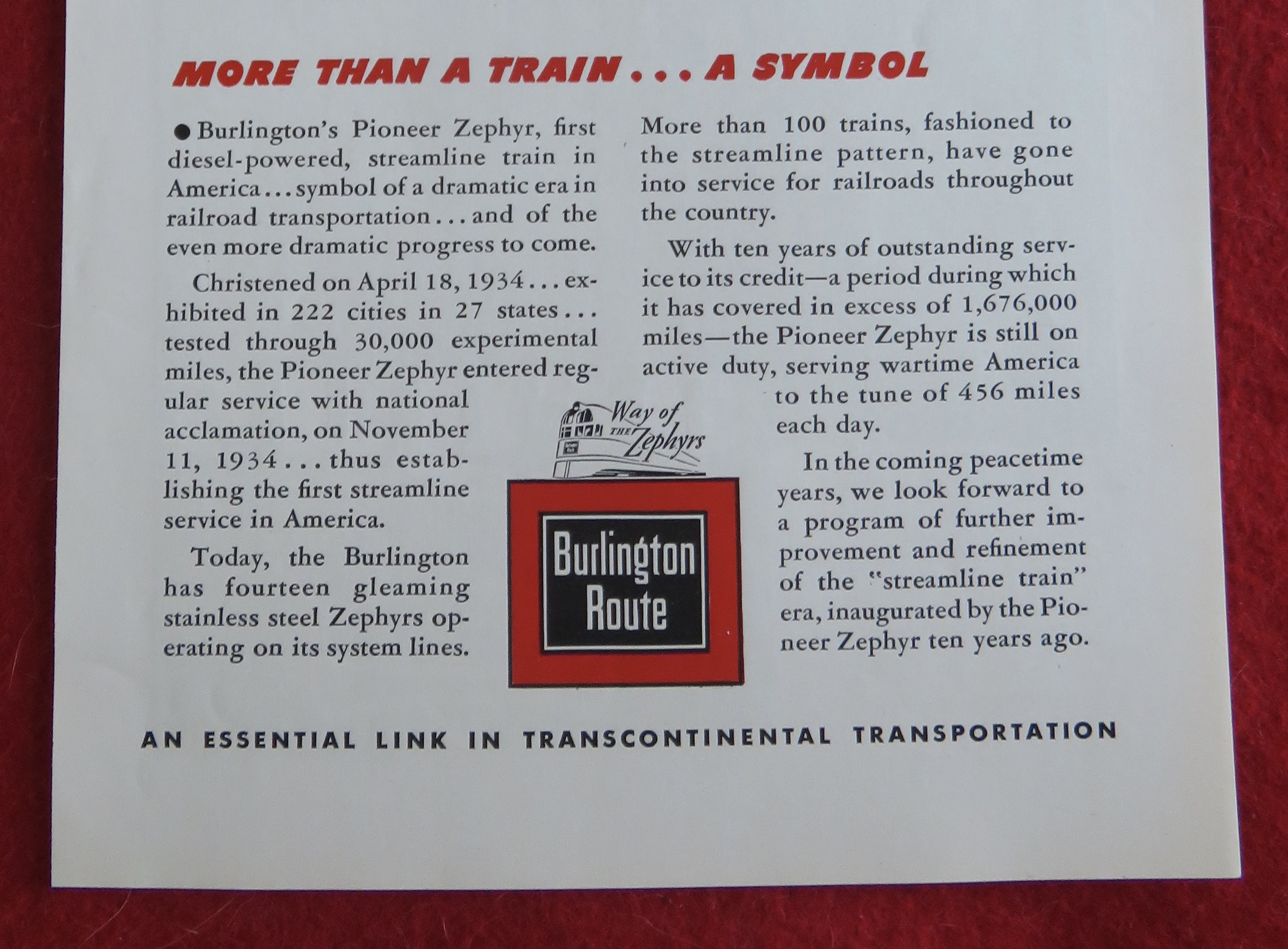 1944 Burlington Route w/ First Diesel Streamline Train