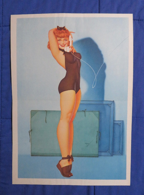 Original 1945 Sexy Pin Up Girl A Lovely Red Haired Woman Talking On The Telephone By George Petty