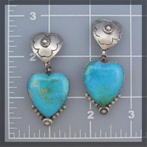 Rocki Gorman Turquoise Hearts Sterling Heart Clips