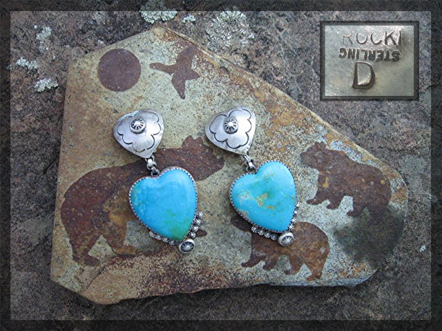 Rocki Gorman Turquoise Hearts Sterling Heart Clips