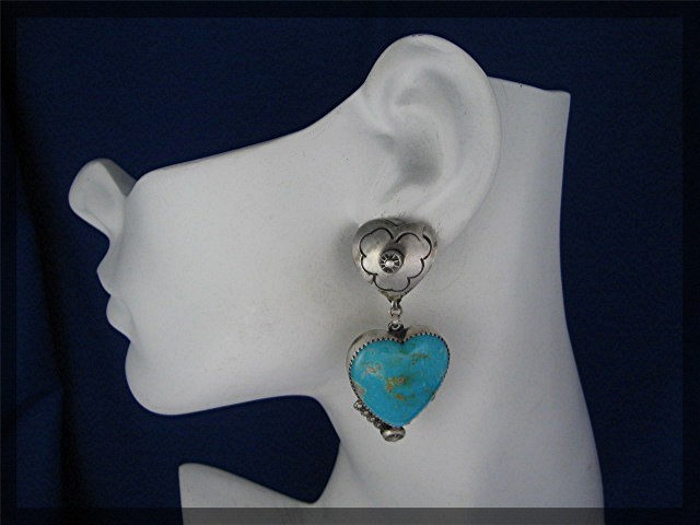 Rocki Gorman Turquoise Hearts Sterling Heart Clips