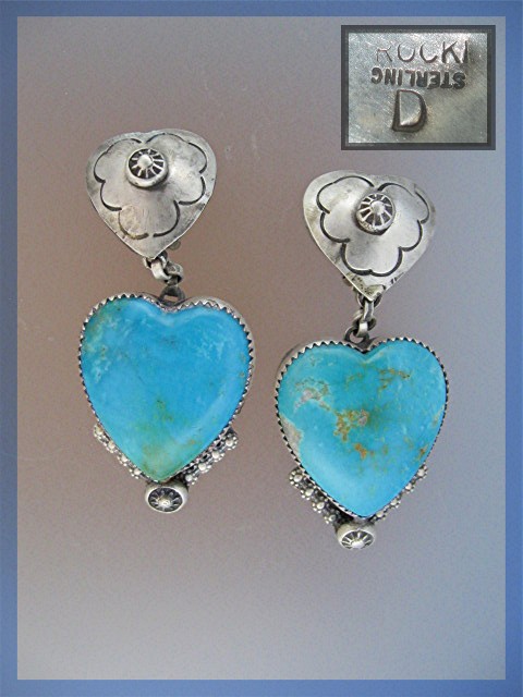 Rocki Gorman Turquoise Hearts Sterling Heart Clips