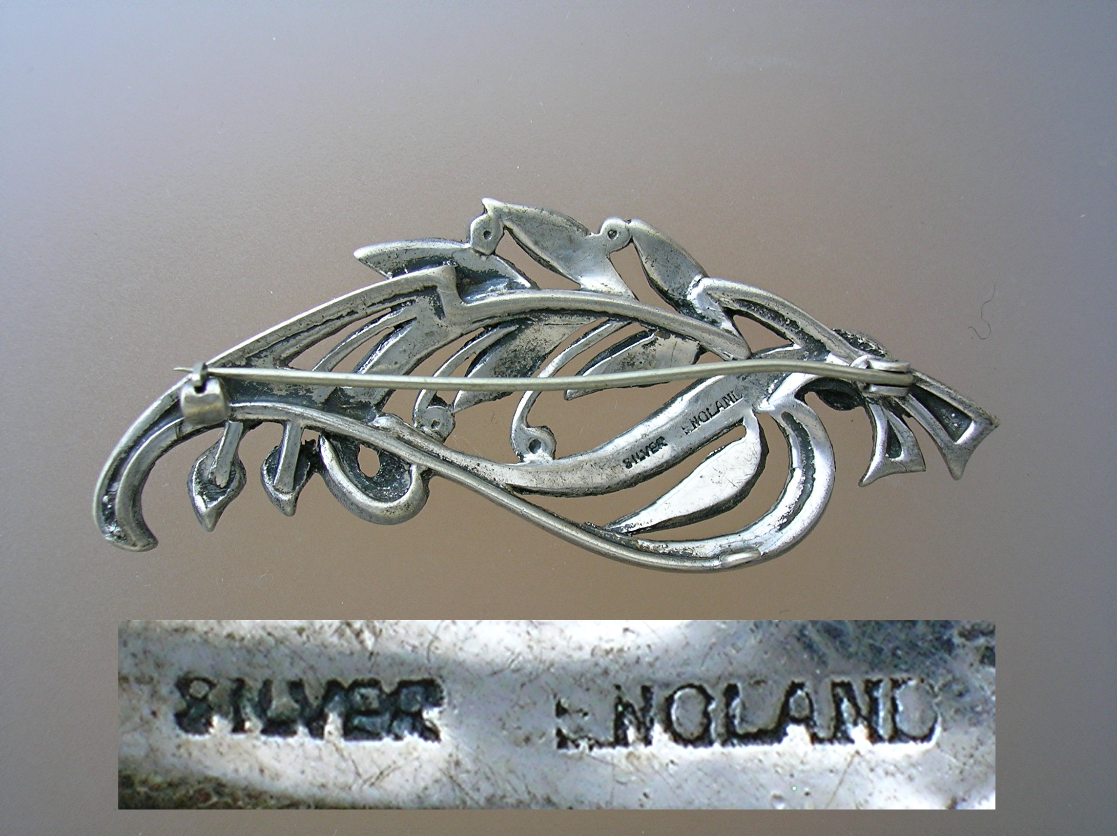 English Sterling Silver and Marquisite Brooch