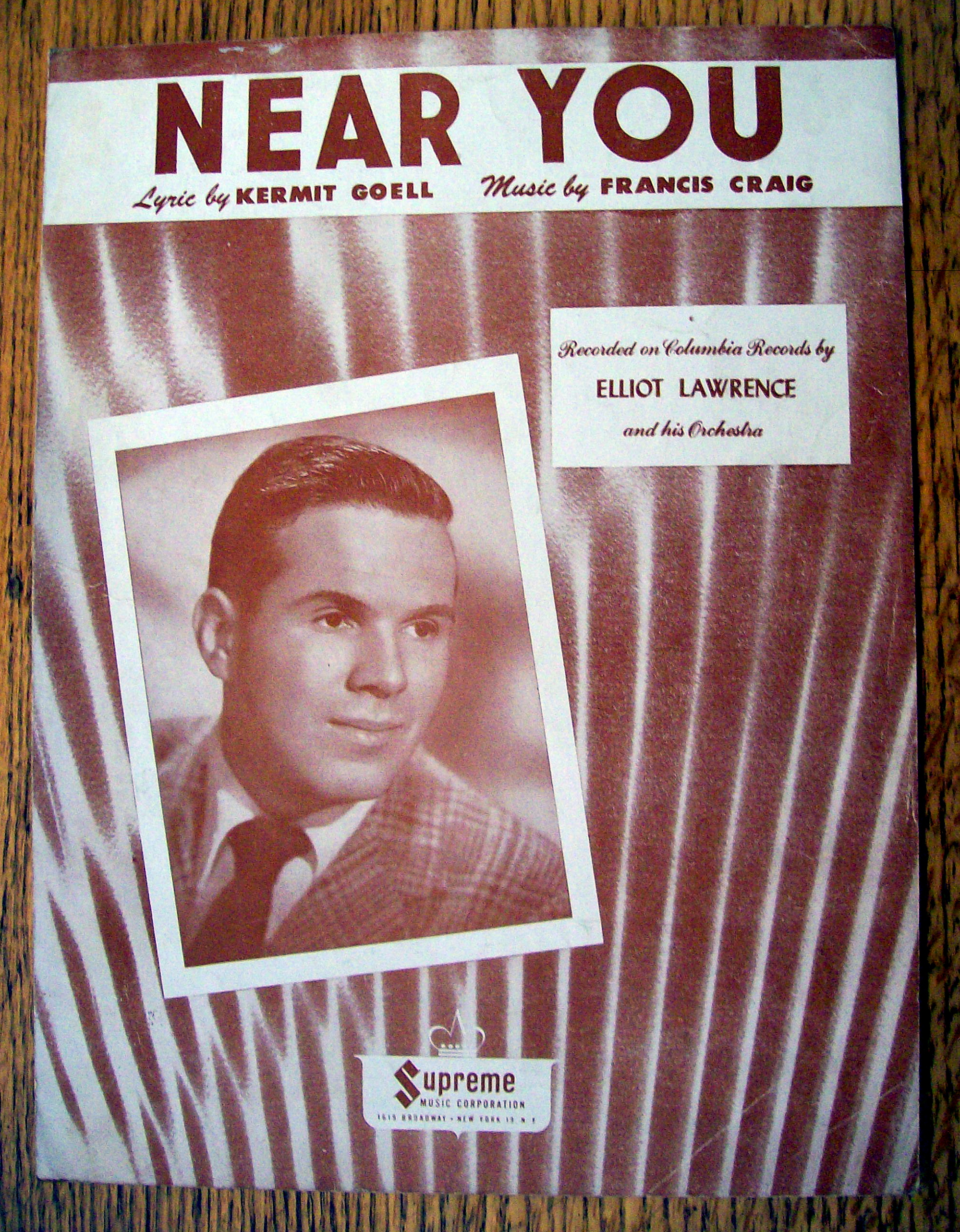 Sheet Music For 1947 Near You (Elliot Lawrence Cover)