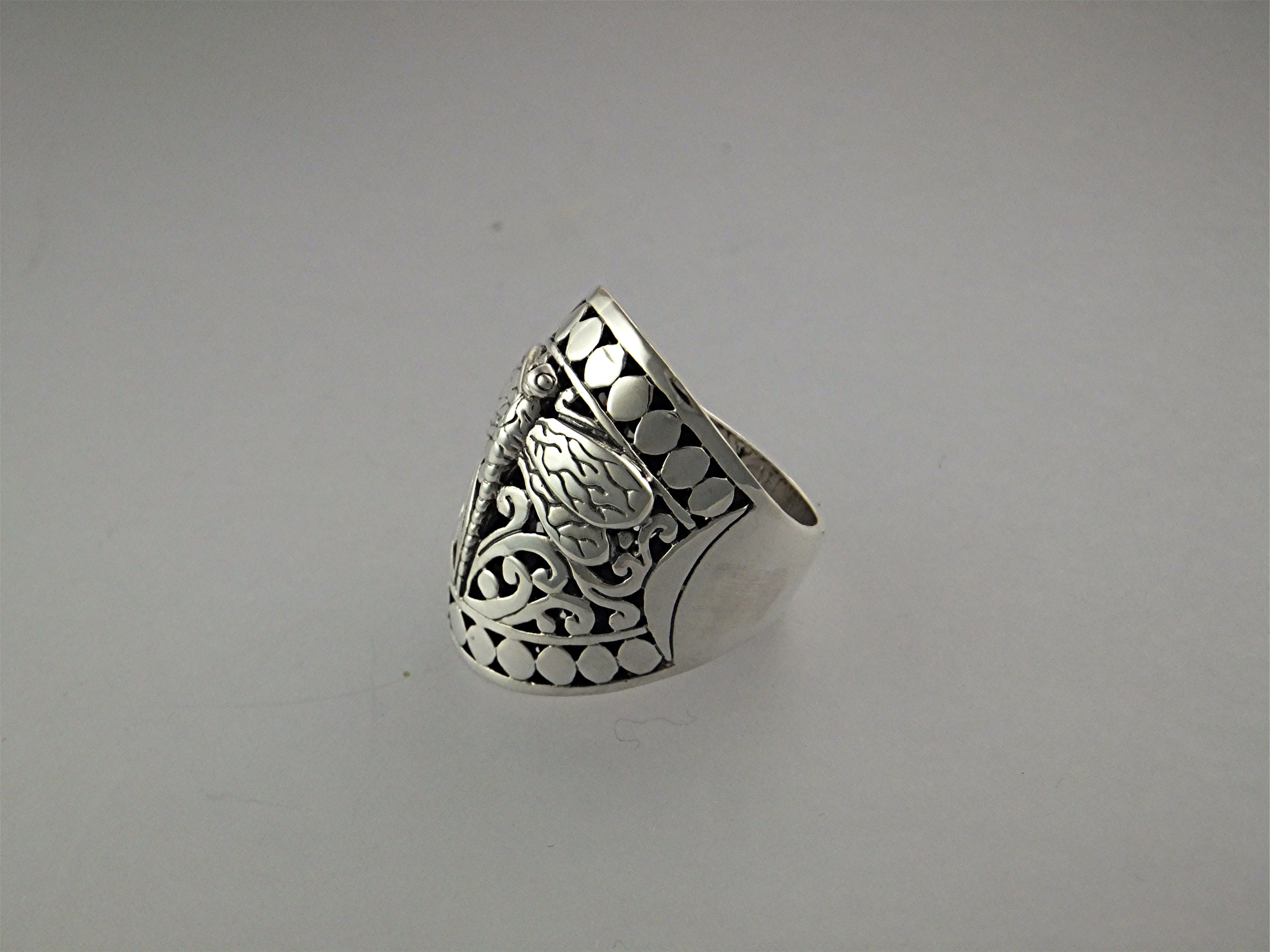 Ring Sterling Silver Dots and Dragonfly