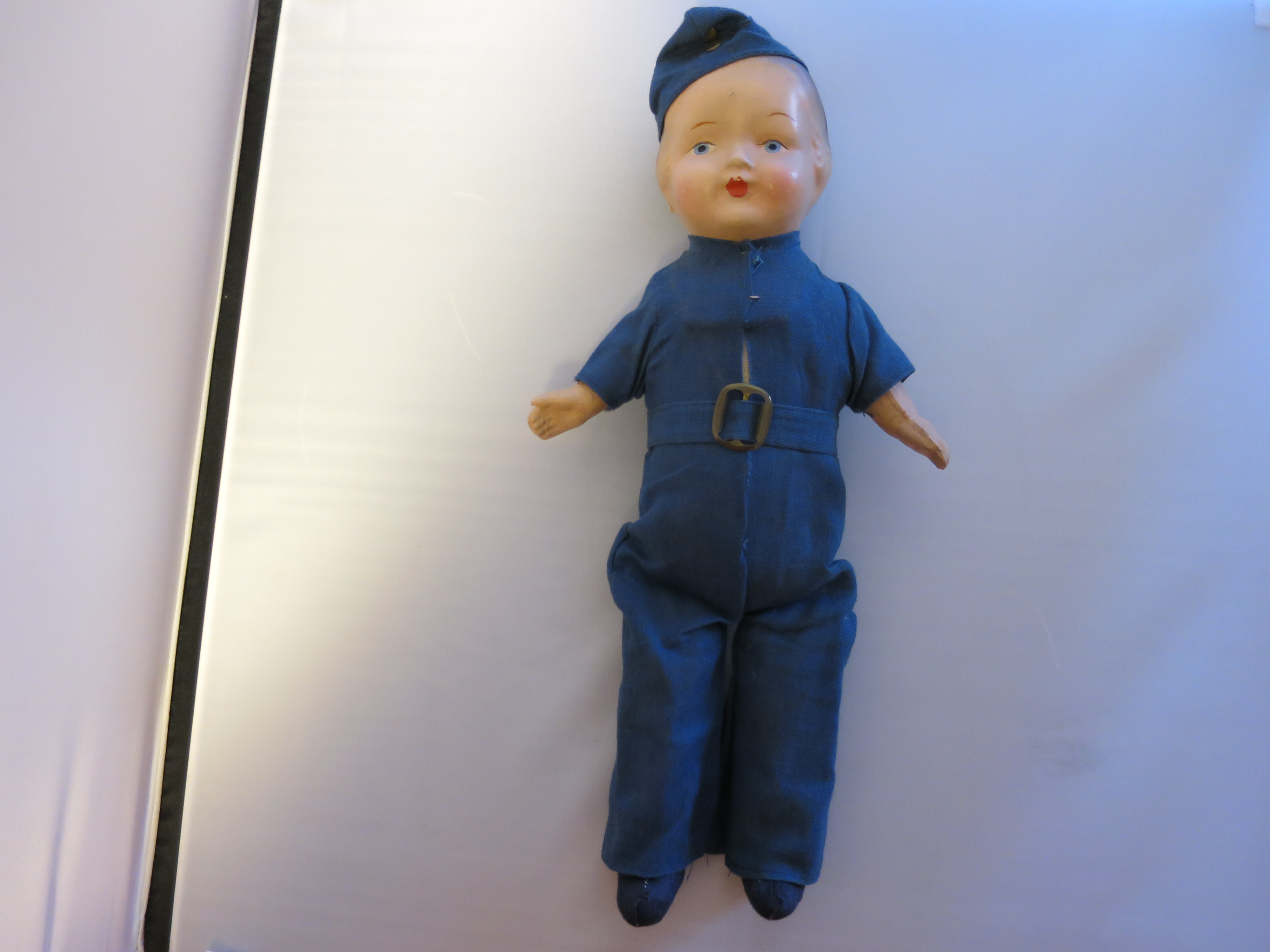 Composition Soldier Doll in Uniform World War 2 Era