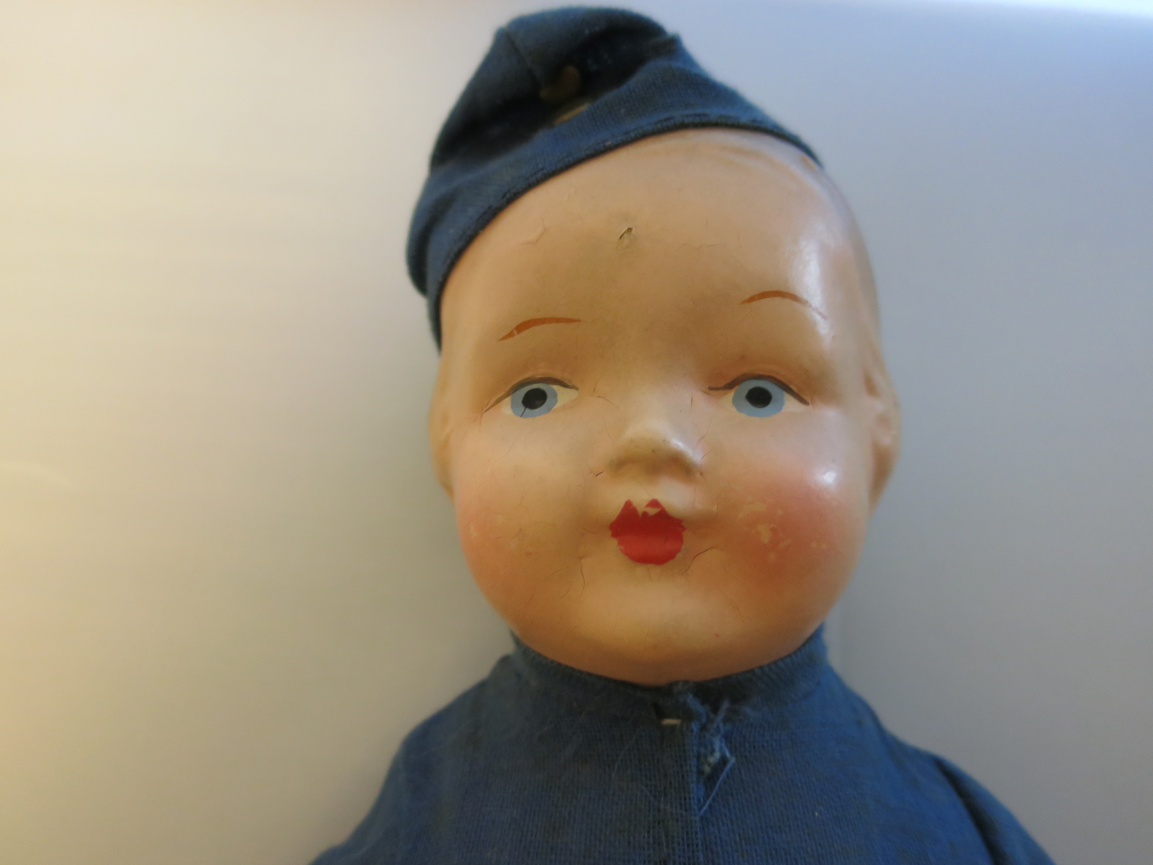 Composition Soldier Doll in Uniform World War 2 Era