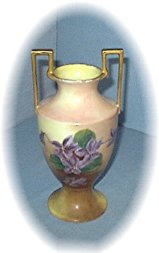 9 1/2 Inch Handpainted Violets Vase
