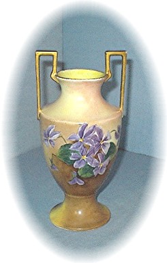 9 1/2 Inch Handpainted Violets Vase