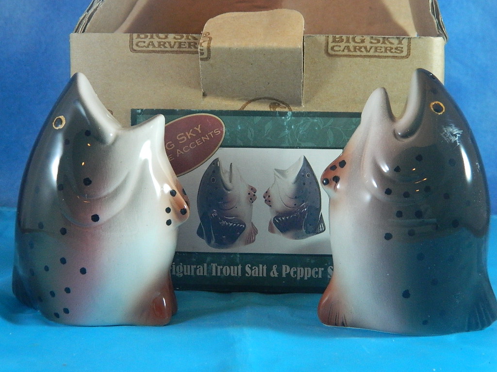 Big Sky Ceramic Trout Salt and Pepper Shaker Set