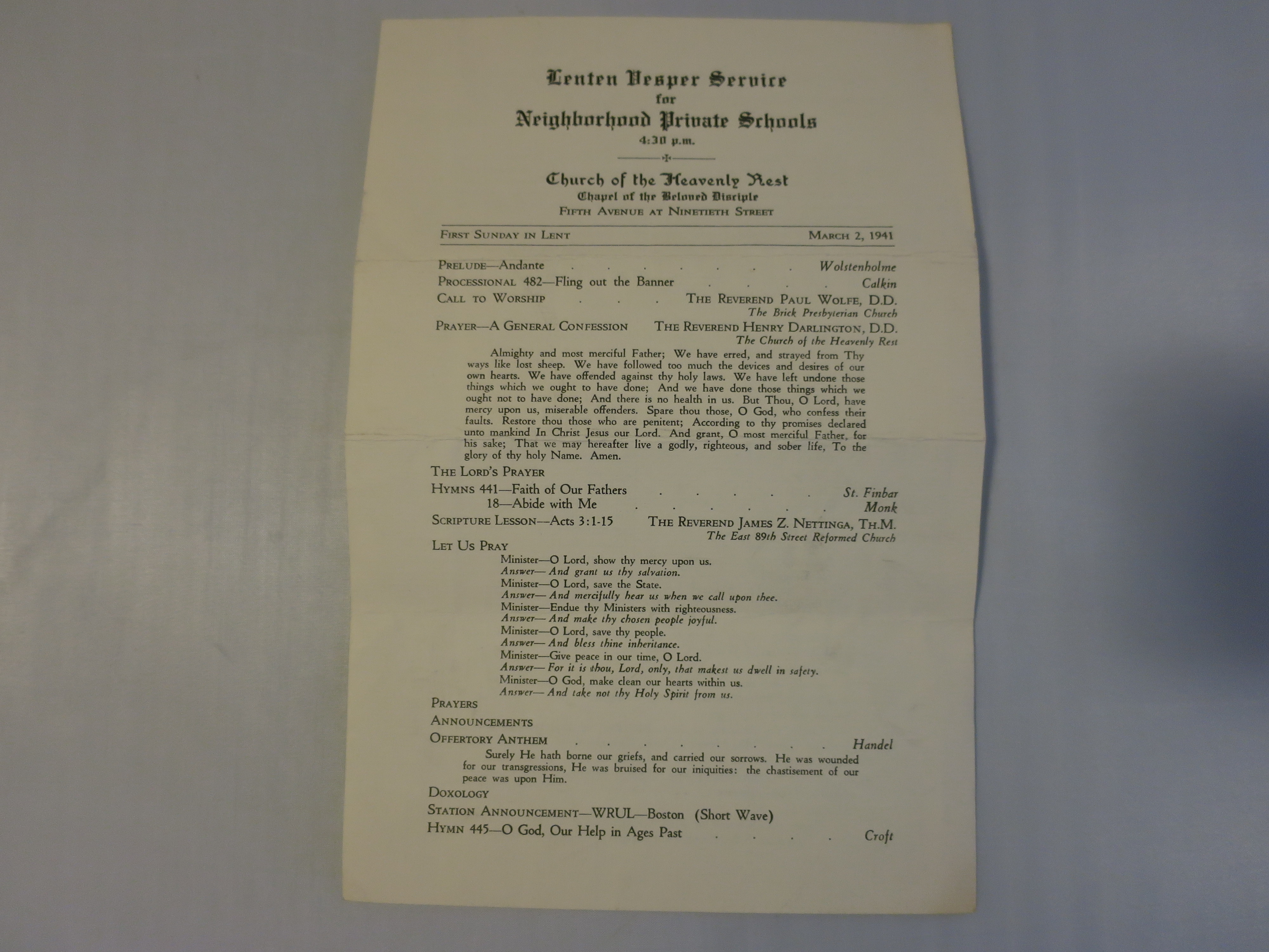 Church of the Heavenly Rest Bulletin Neighborhood Private Schools
